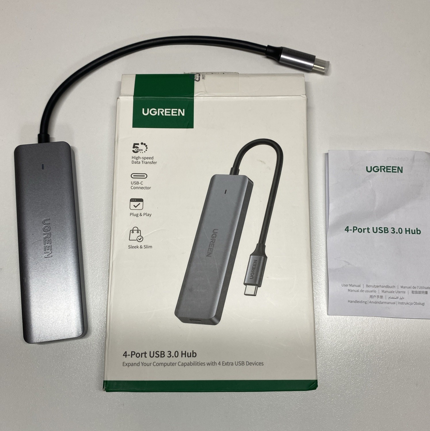 UGREEN USB C to A Hub with 4 3.0 for Laptop, MacBook 0.5 FT, Silver 