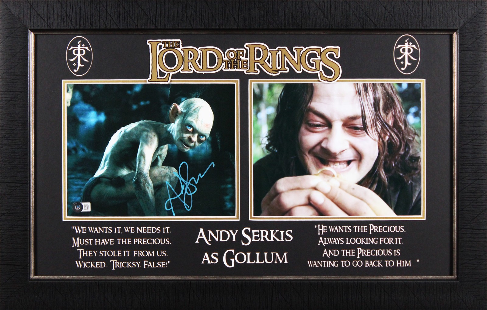 Andy Serkis Lord of the Rings Signed 8x10 Framed Gollum Photo BAS #BH32055