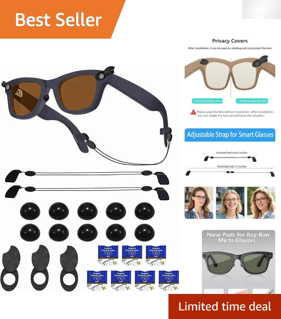 Versatile Smart Glasses Accessories with Adjustable Lanyards & Lens Wipes