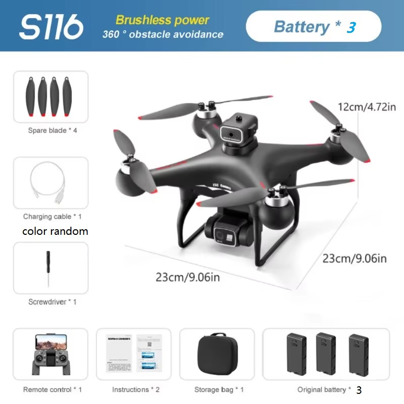 S116 MAX Drone Professional with 3 Batteries 8K Dual Camera Optical Flow Brushle