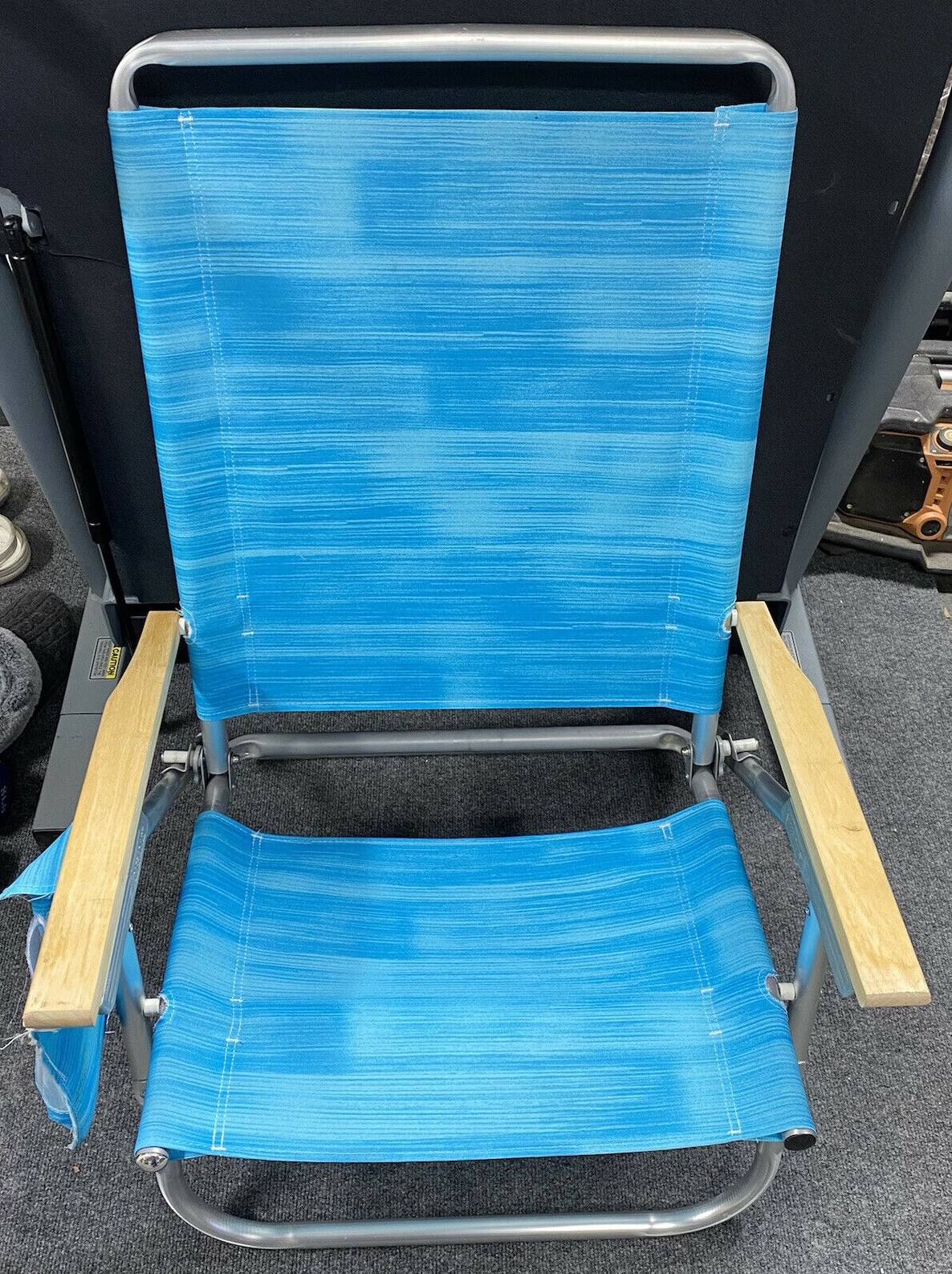  Classic 4 Position  Flat Folding Beach Chair - Sea Stripes Safe Adjust. Pouch