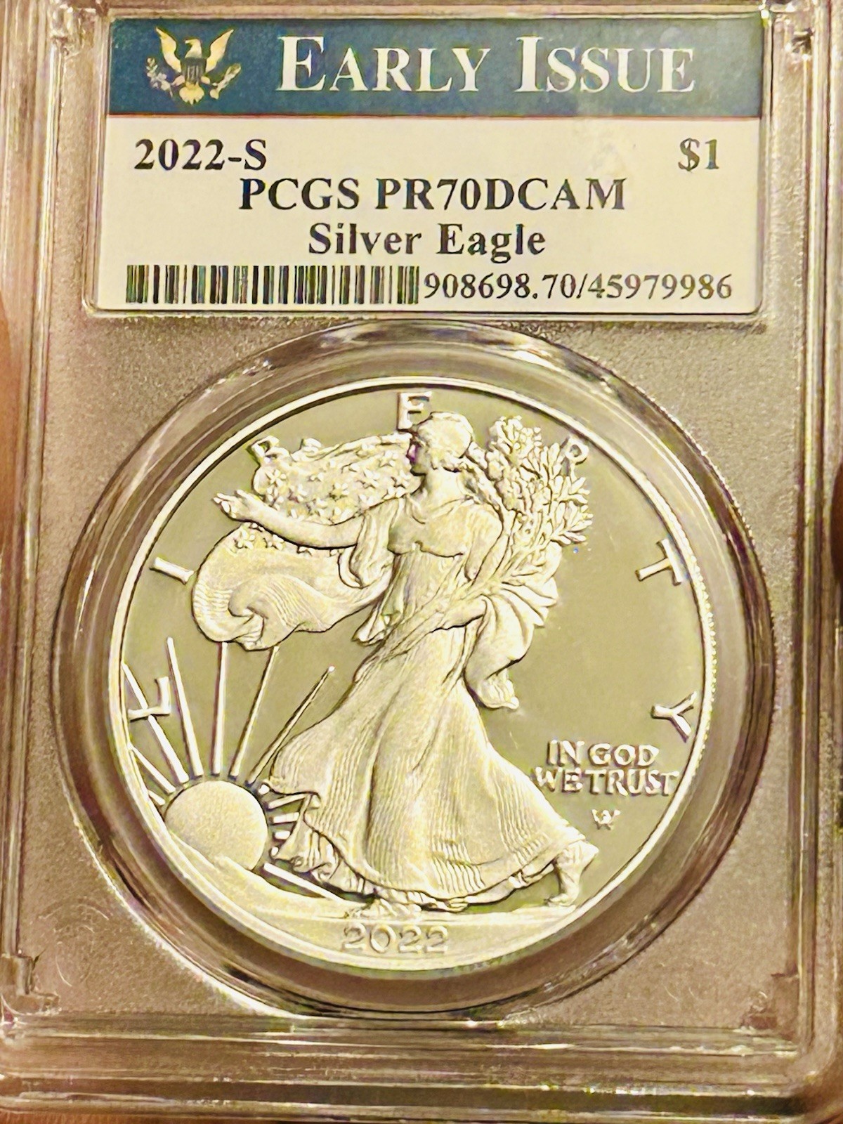U.S. Mint 2022 Silver Eagle PCGS PR70DCAM Proof 1 oz .999 Silver Coin