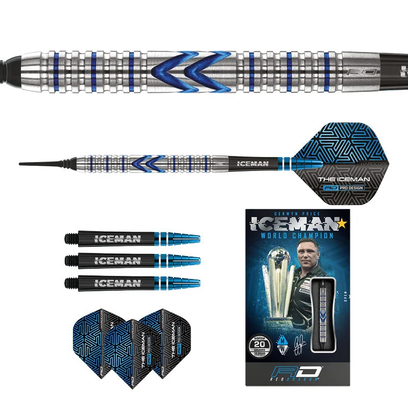 WINMAU ICEMAN SOFT TIP DARTS 20 GRAM 90% TUNGSTEN SHIP FREE FREE BONUS #2667