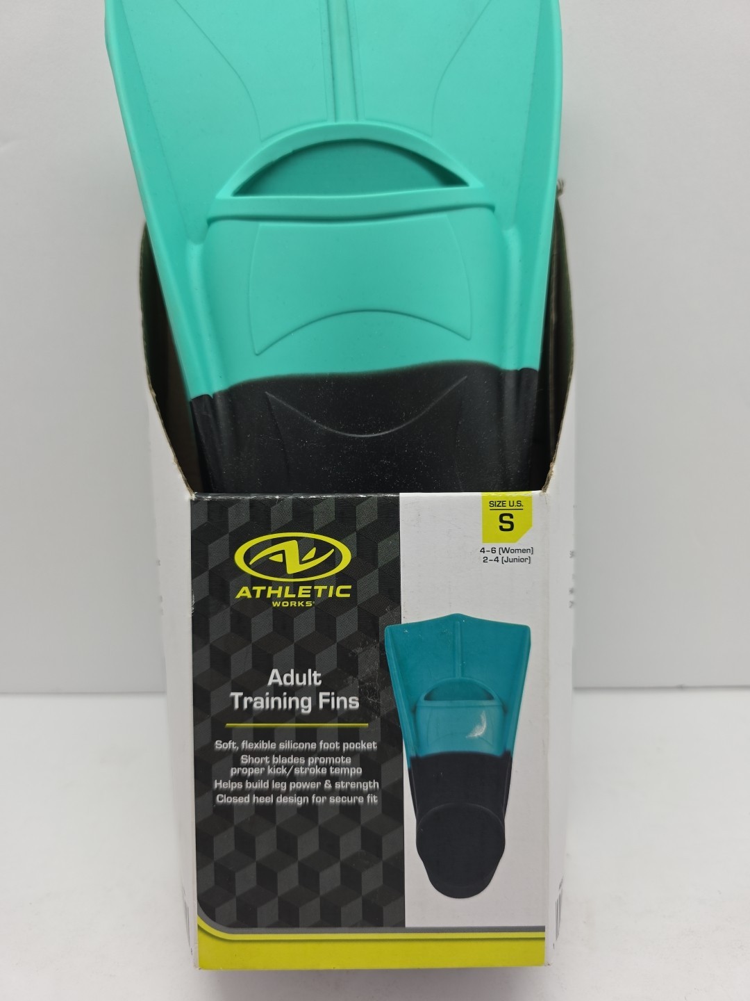 New Athletic Works Adult Training Fins Size Small (4-6 Women/2-4 Junior) Teal