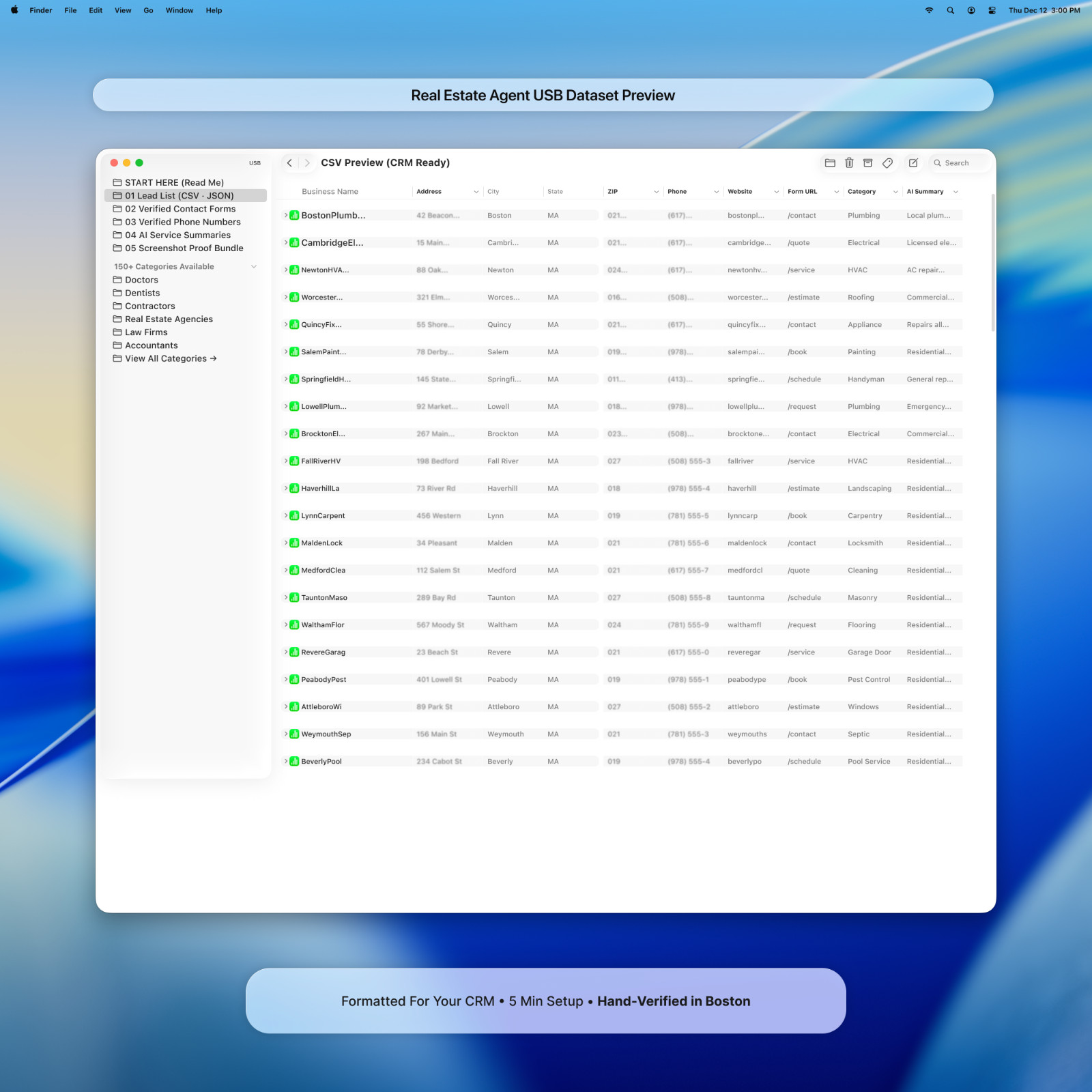 USB: 1,000 Massachusetts Real Estate Agents – Verified Contact Forms + Phones