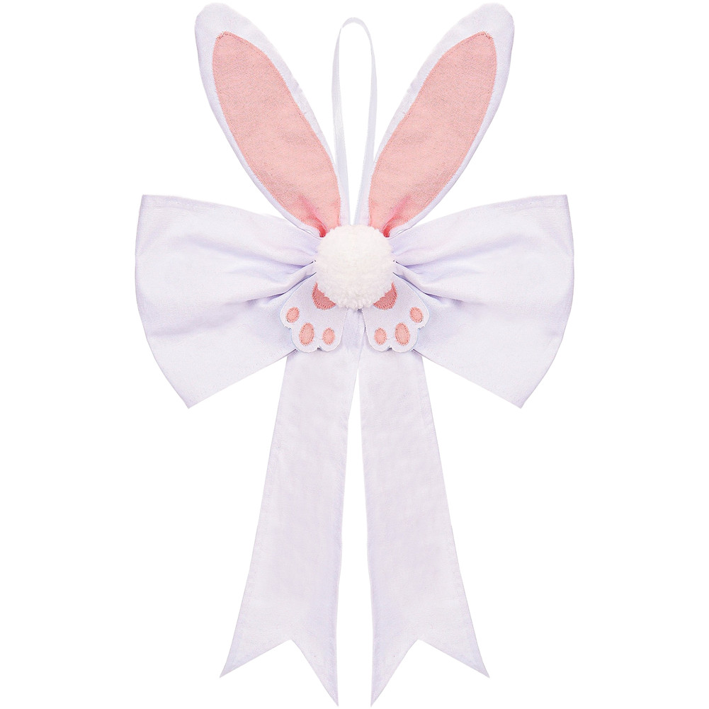 White Bunny Ears Hanging Decor with Soft LED Light for Easter 54cm Size