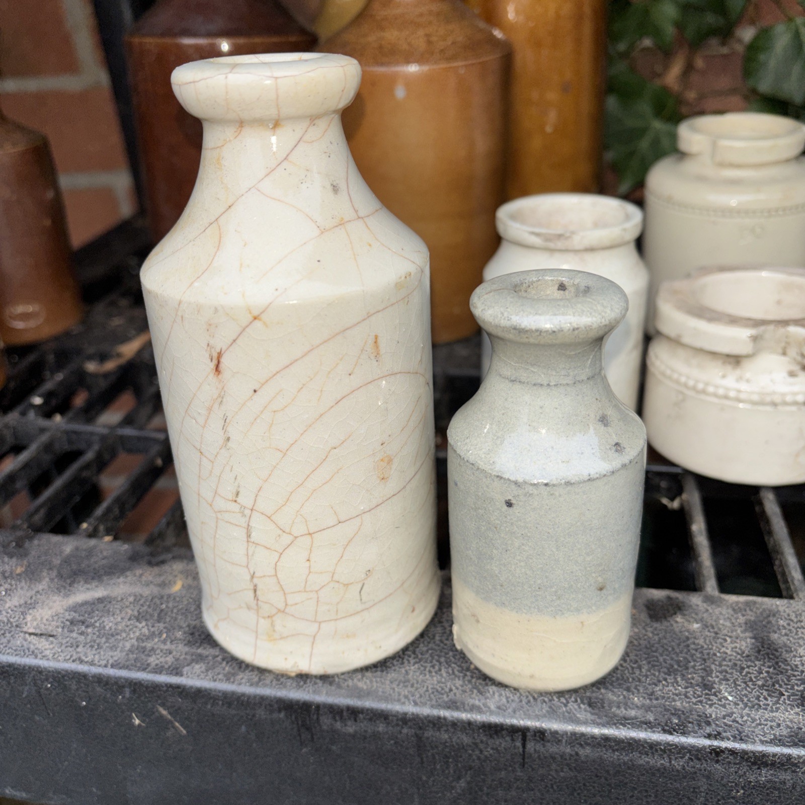 Stoneware ink  bottles 