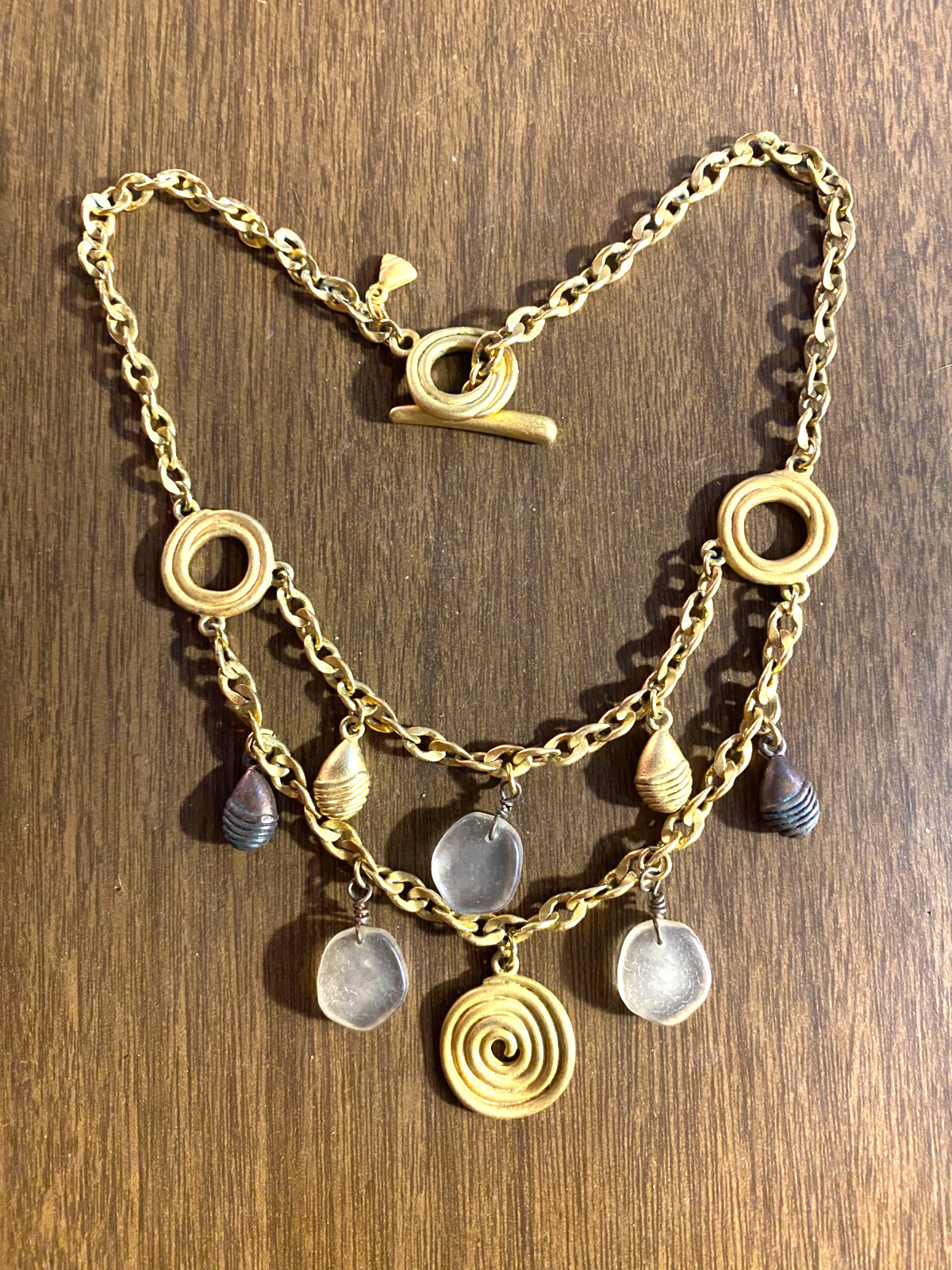 Vintage Gold Tone Dangle Liz Claiborne LCI Necklace 14"-16"