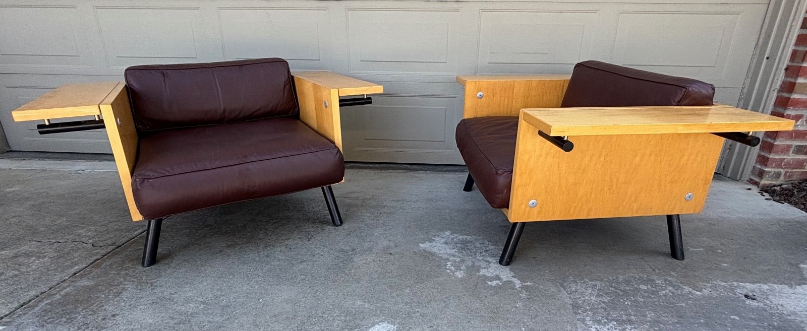 Pair Knoll Salsa lounge club chairs Paul Aferiat Peter Stamberg leather vintage