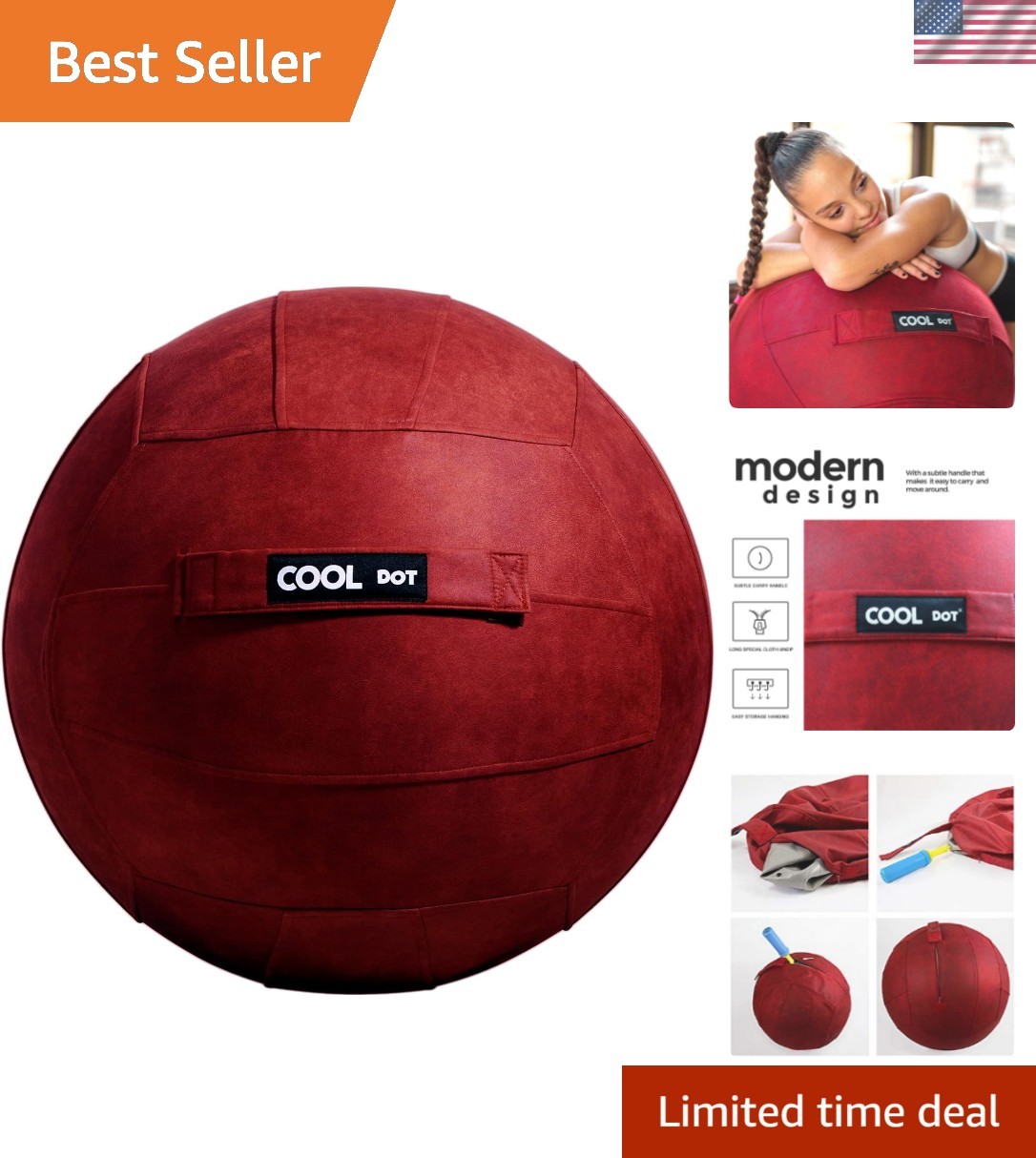 Yoga Ball Pilates Ball Seat Chair Home Office Includes Indoor Exercise Ball a...