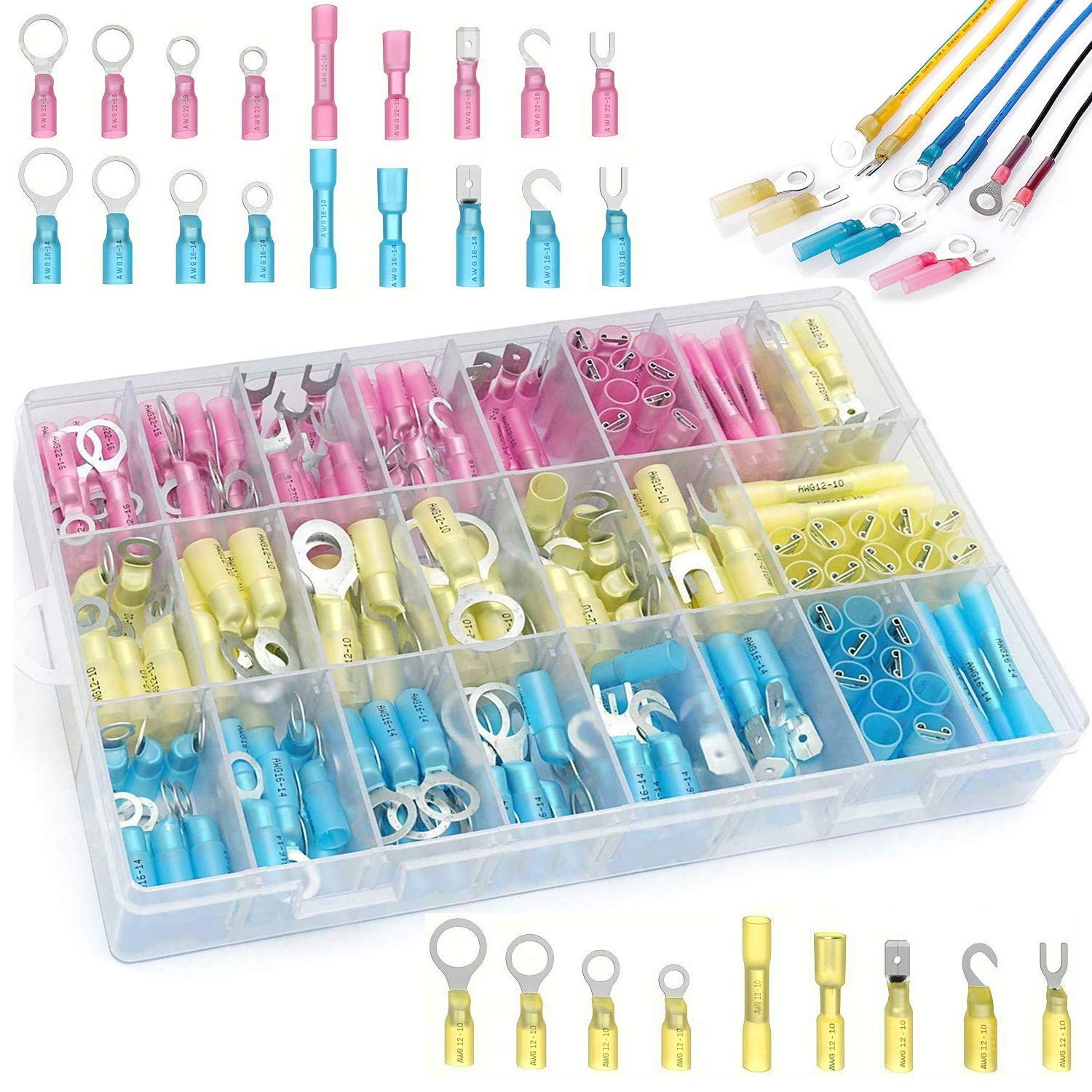 Heat Shrink Wire Connectors Kit: 270pcs Waterproof Electrical Crimp Terminals...