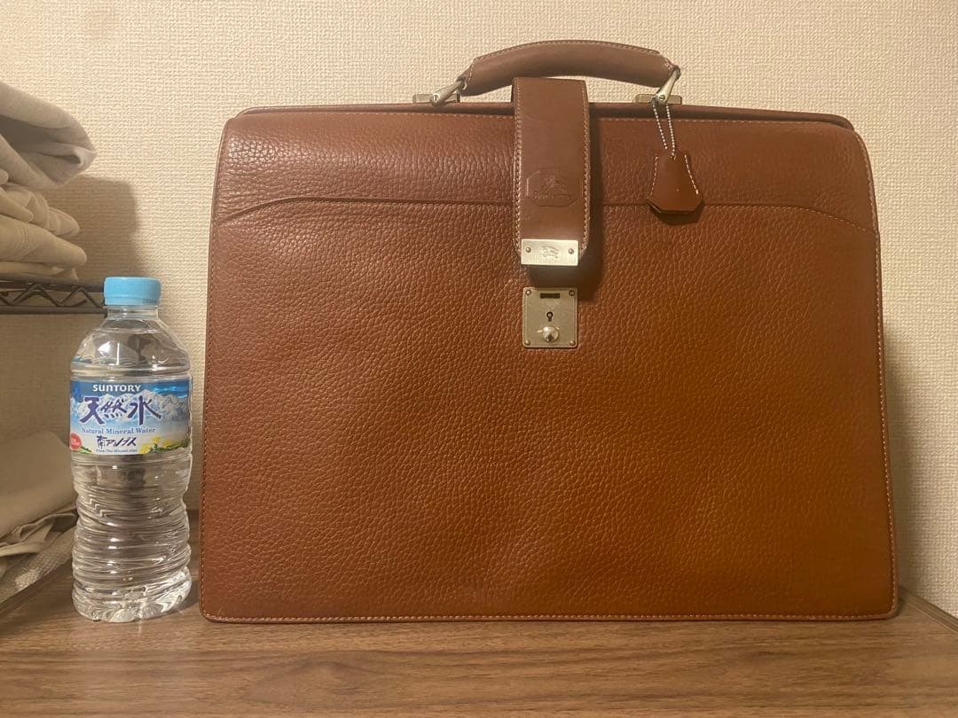 Burberrys Vintage Dulles Doctor Bag Brown Leather Briefcase w/ Key