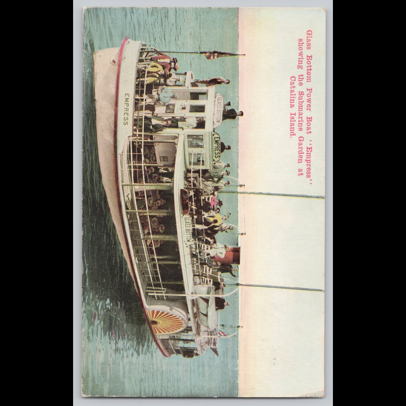 Antique Postcard Glass Bottom Boat Empress Catalina Island California