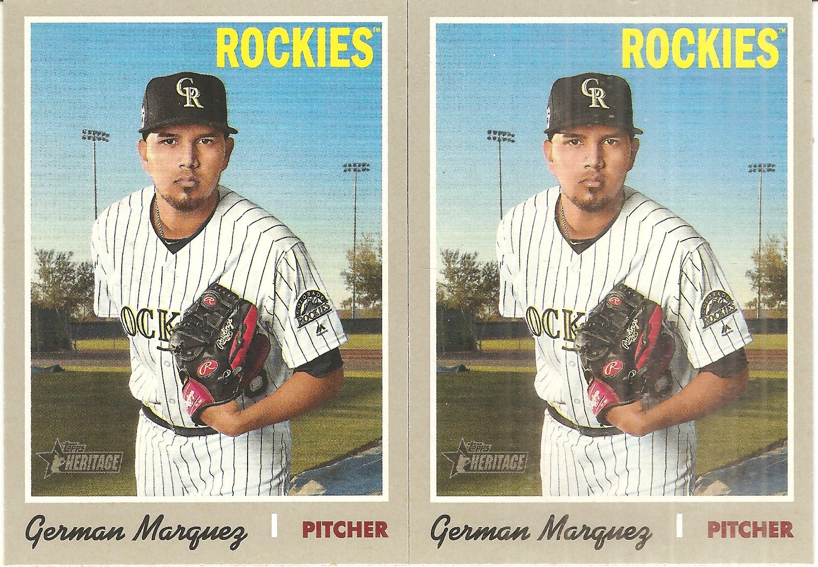 2 CARD 2019 TOPPS HERITAGE GERMAN MARQUEZ BASEBALL CARD LOT