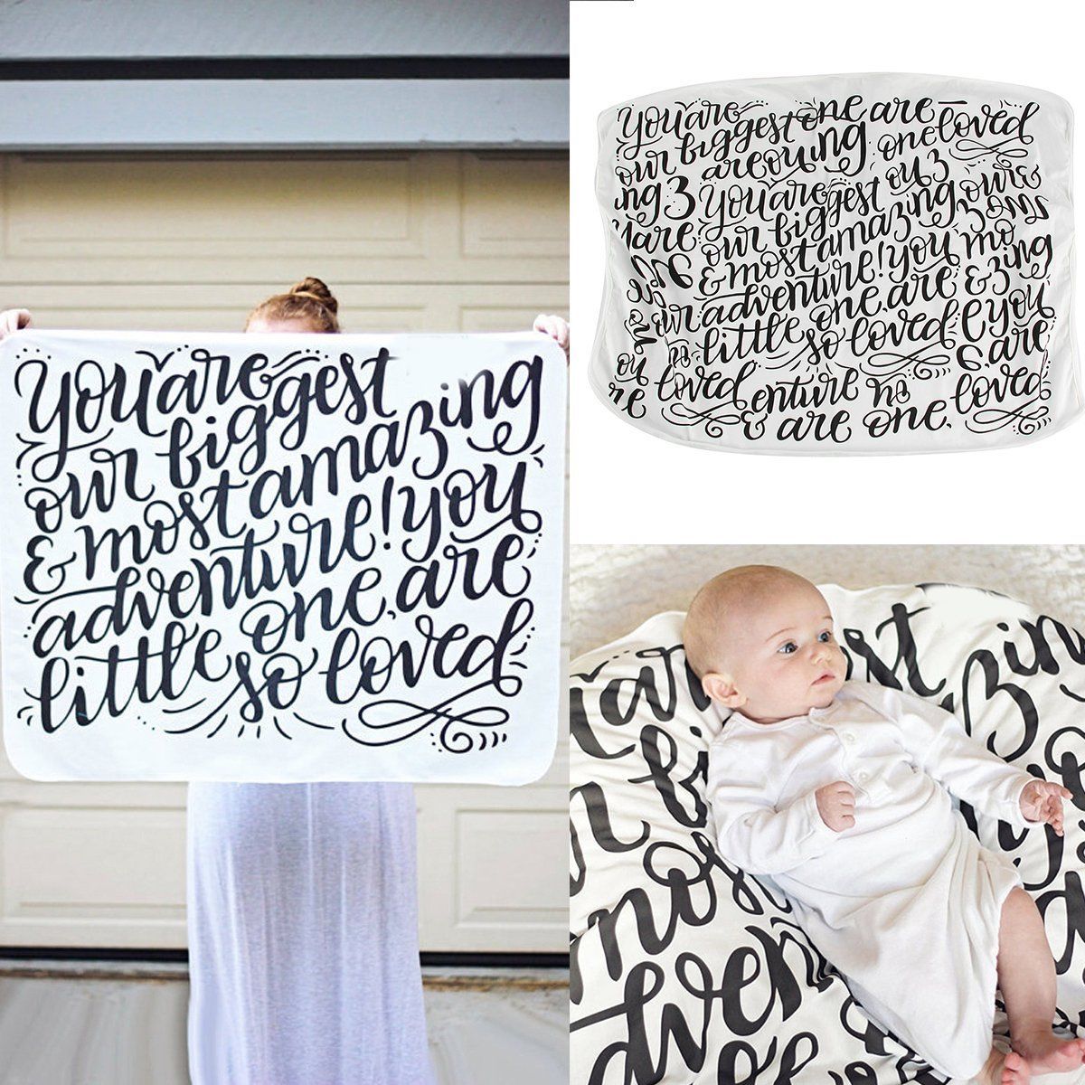 NEW LOT OF 2 Baby infant blanket UNISEX Black White Boy Girl Swaddle Twin Number