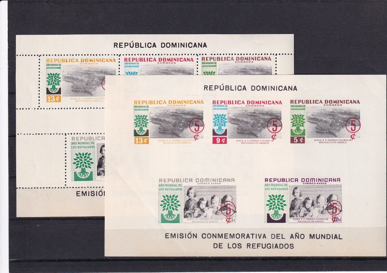 Dominican Republic 1960 World Refugee Year Surcharged mint S/S perf+imperf XA27