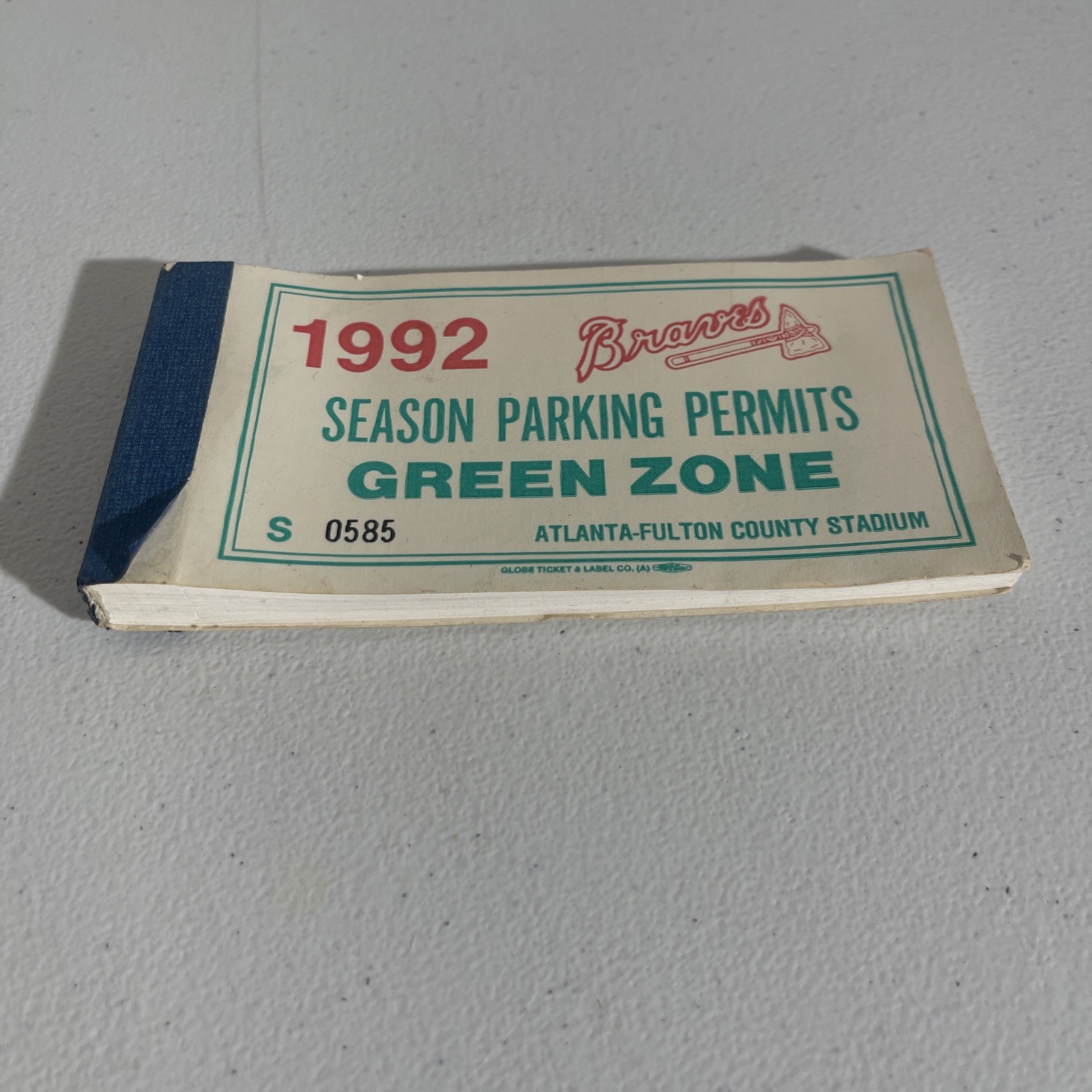 Vintage 1993 Atlanta Braves Season Parking Permits Green Zone ATL Fulton Stadium