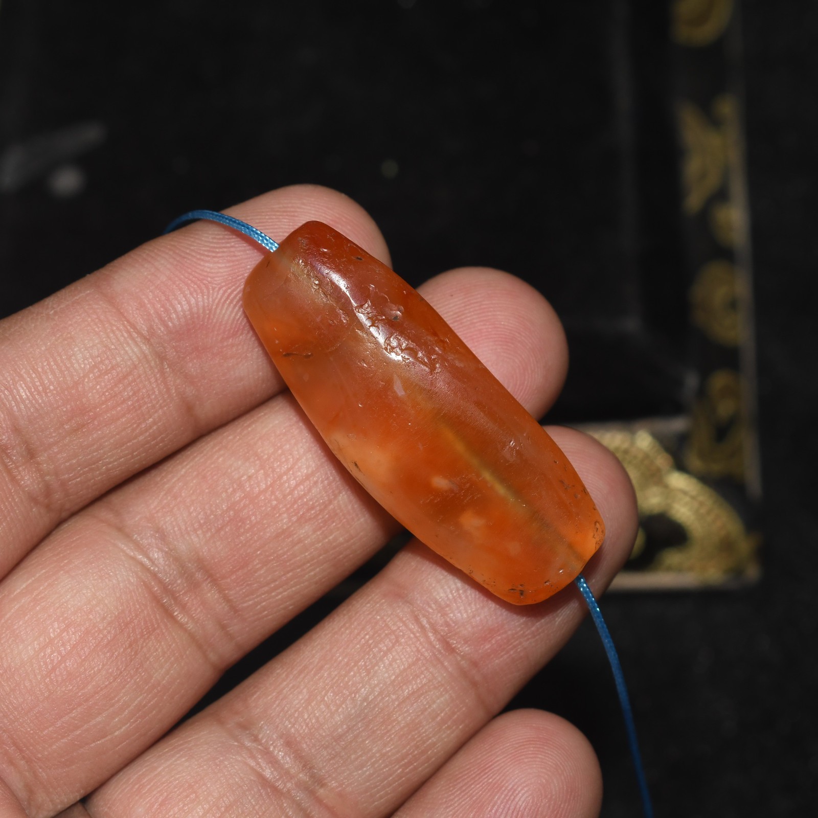 Large Ancient Banded Carnelian Stone Dzi Bead in Perfect Condition