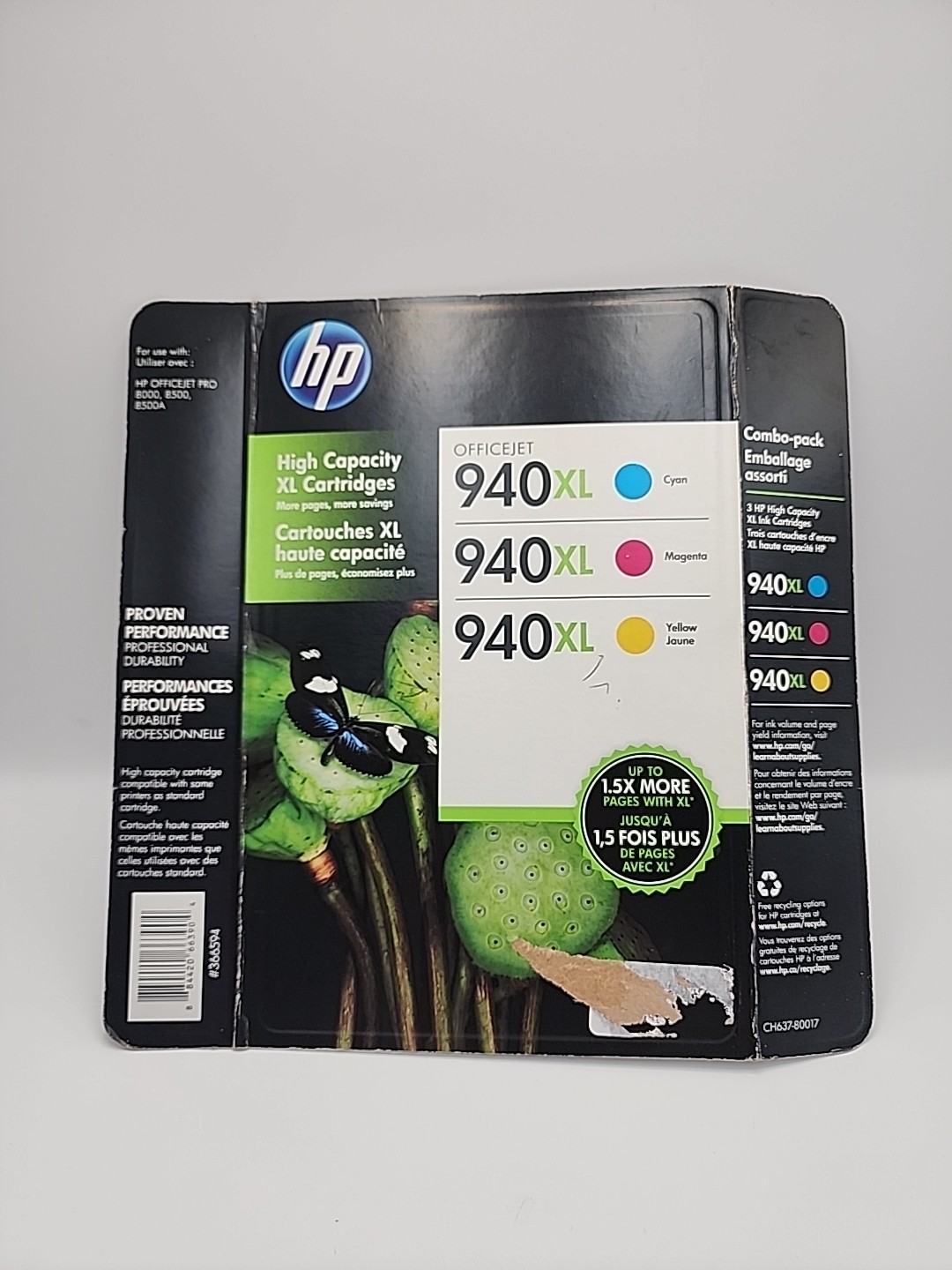GENUINE HP 940 XL Ink Cartridges 3-Color Pack For Officejet Pro 8000 8500 SEALED