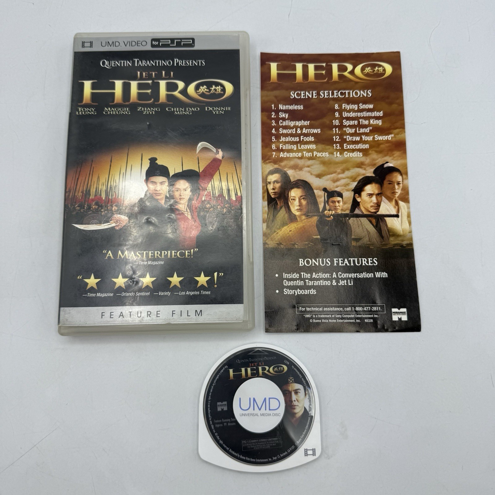 Hero (Sony PSP UMD Video Disc Complete W/Insert) Jet Li Quentin Tarantino