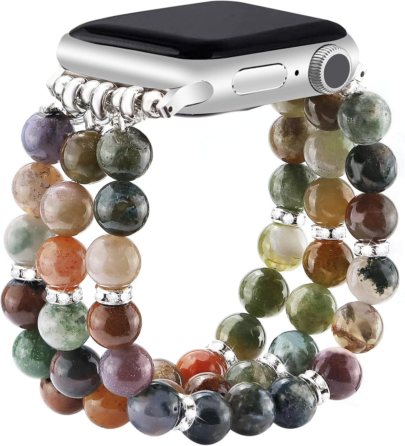 Natural Stone Beaded Strap Compatible with Apple Watch Series 44/45/46mm