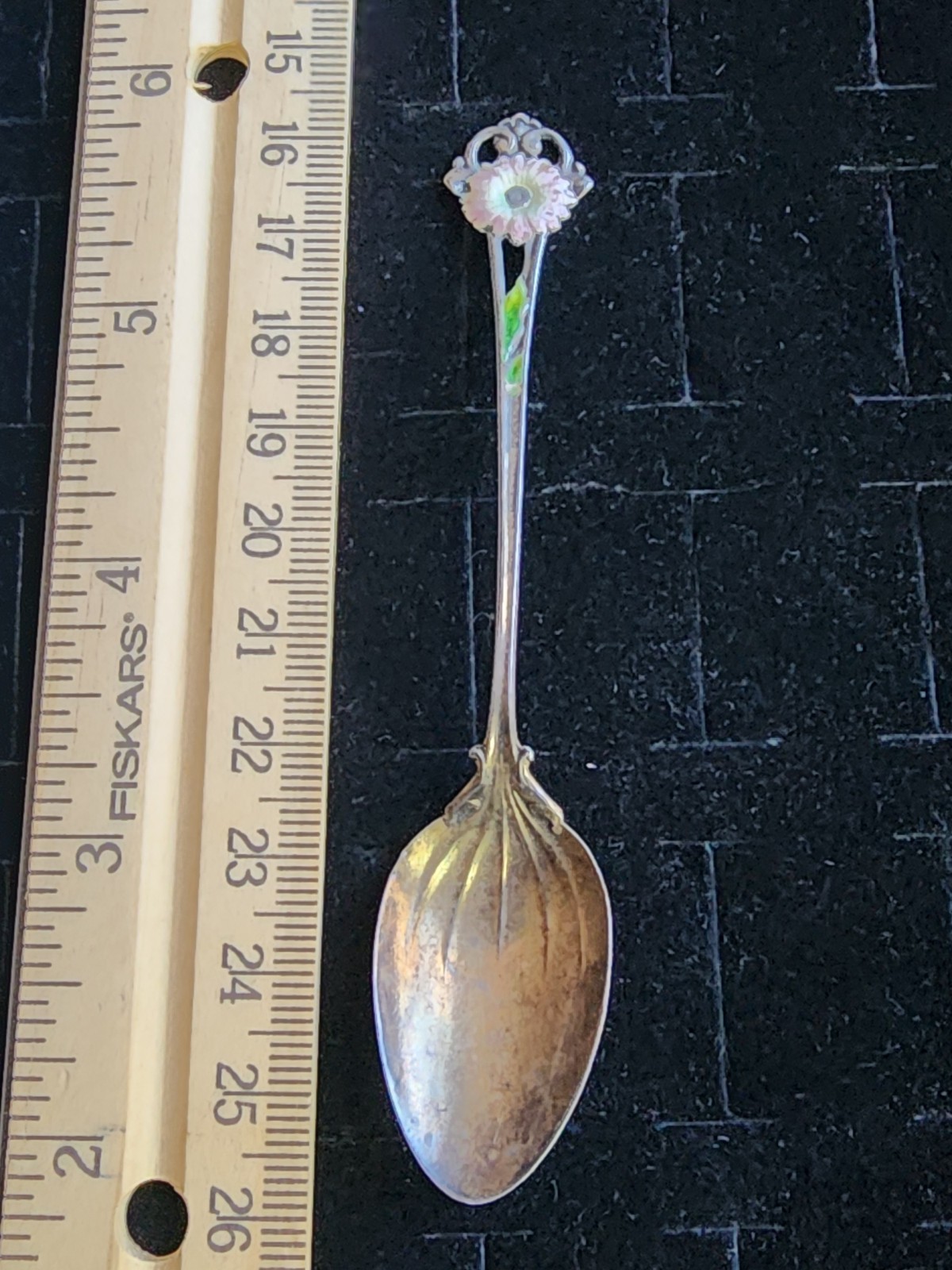 Antique Sterling Silver Mini Teaspoon Floral Handle Used