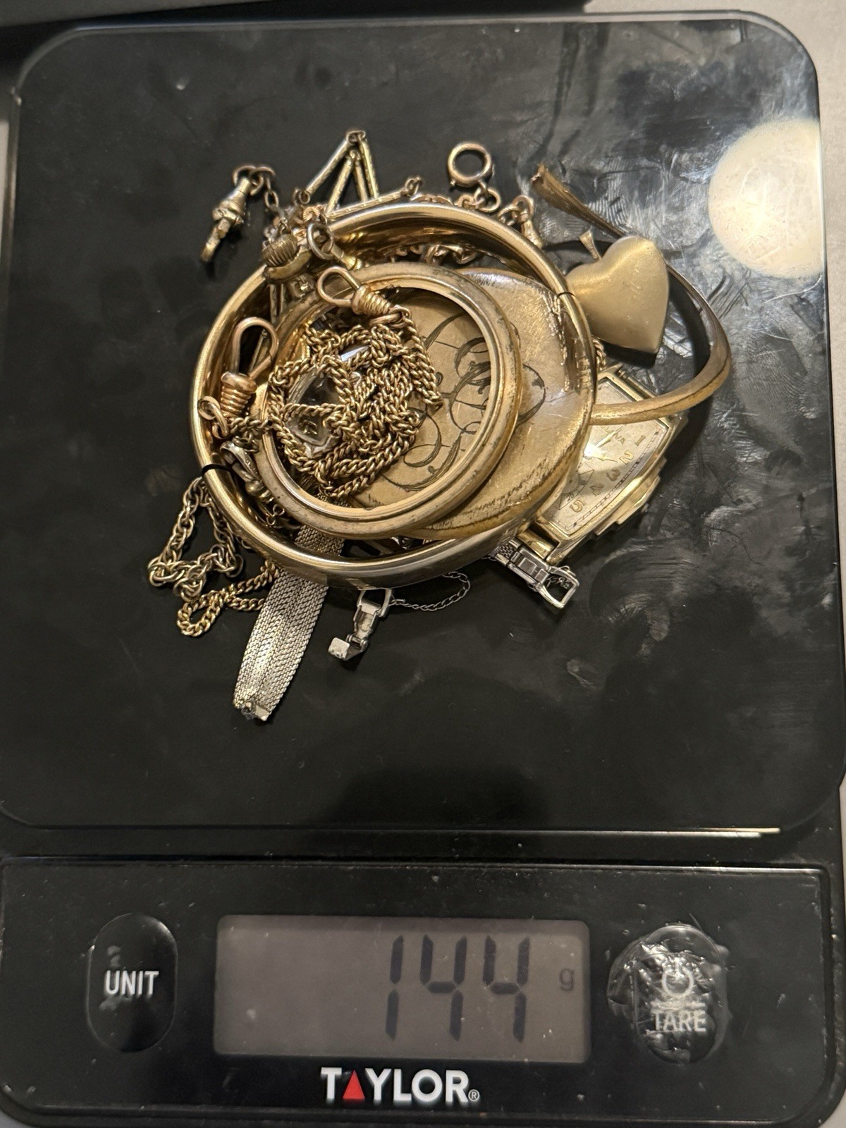 144 Grams of broken gold filled/RGP antique jewelry for gold recovery scrap