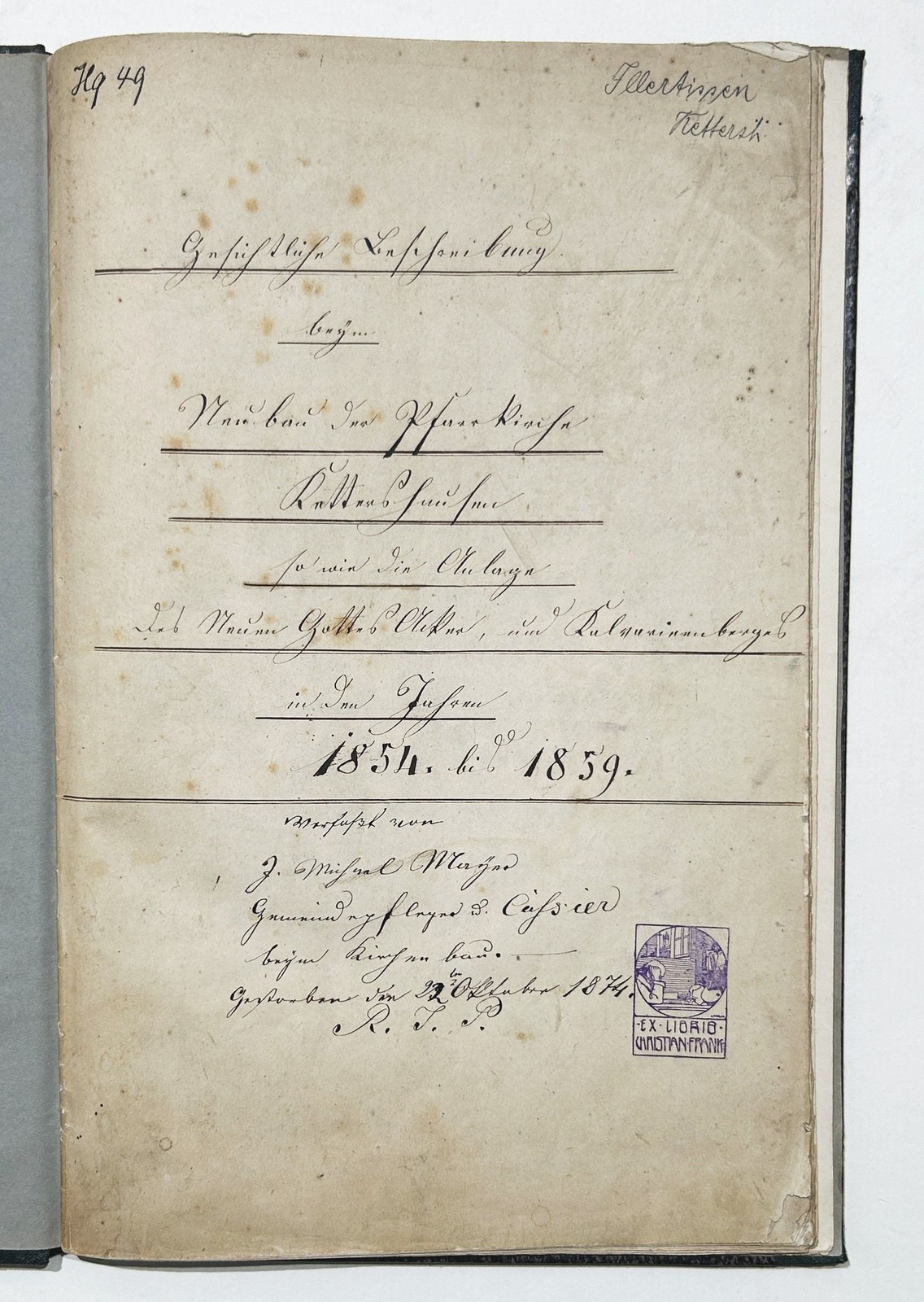 Kettershausen Unterallgäu Swabia Construction Church 1859 Handwriting Manuscript