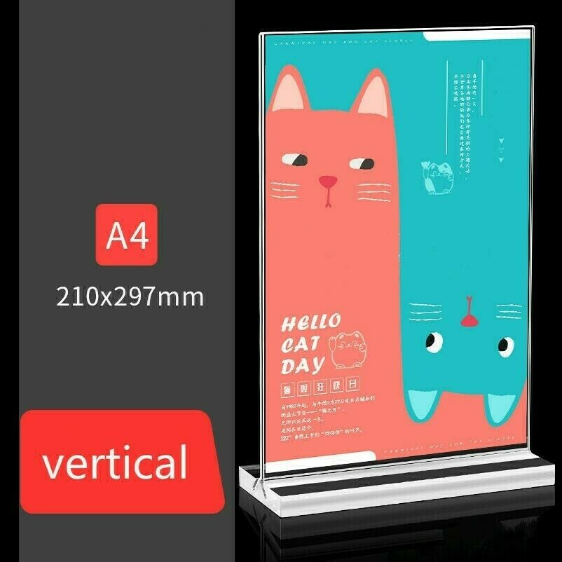 2X Acrylic T Display Stand Advertisement Menu Poster Leaflet Perspex Holder NR9