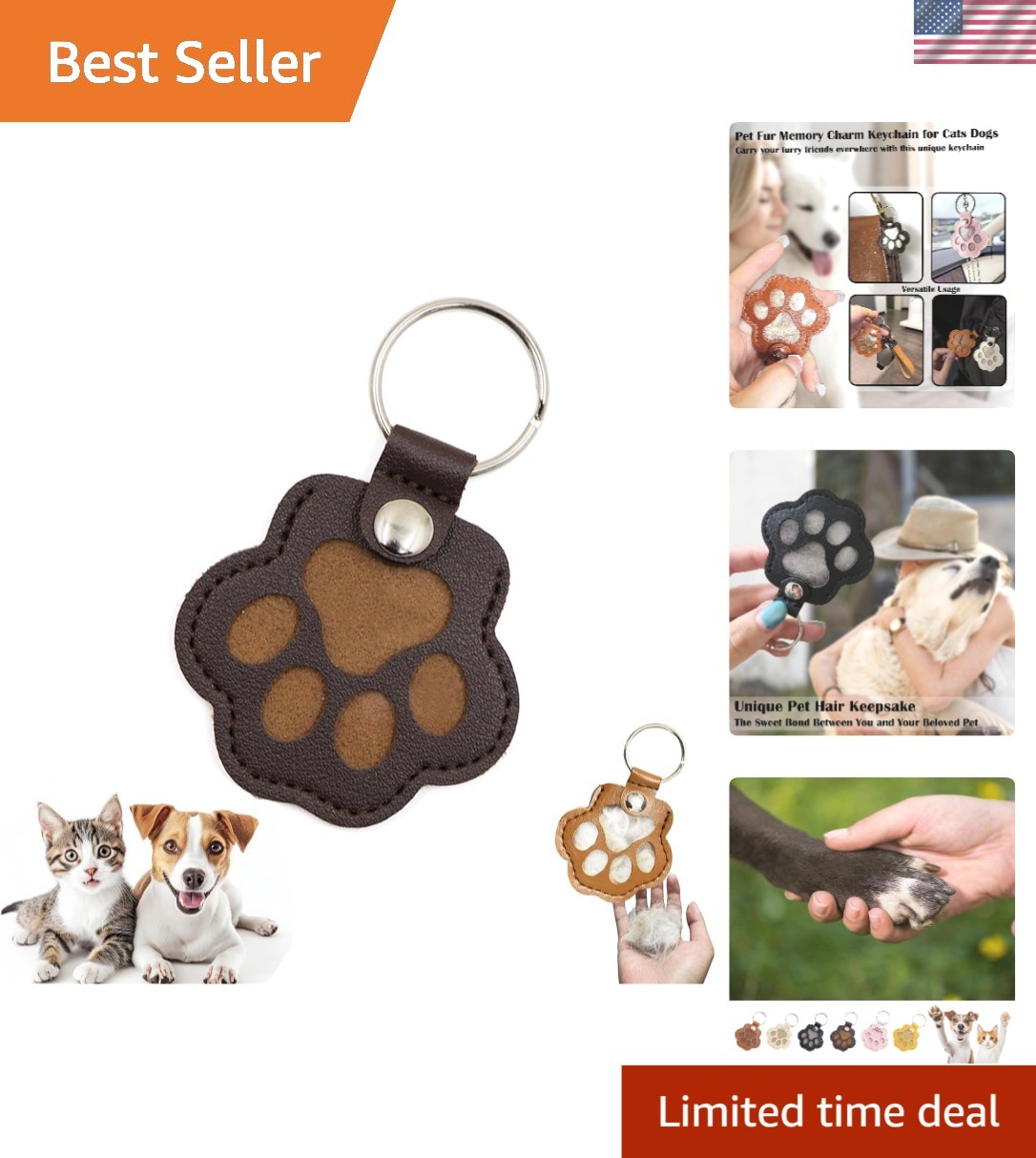 Adorable Pet Memorial Keychain - Leather Paw Keepsake for Dog & Cat Lovers