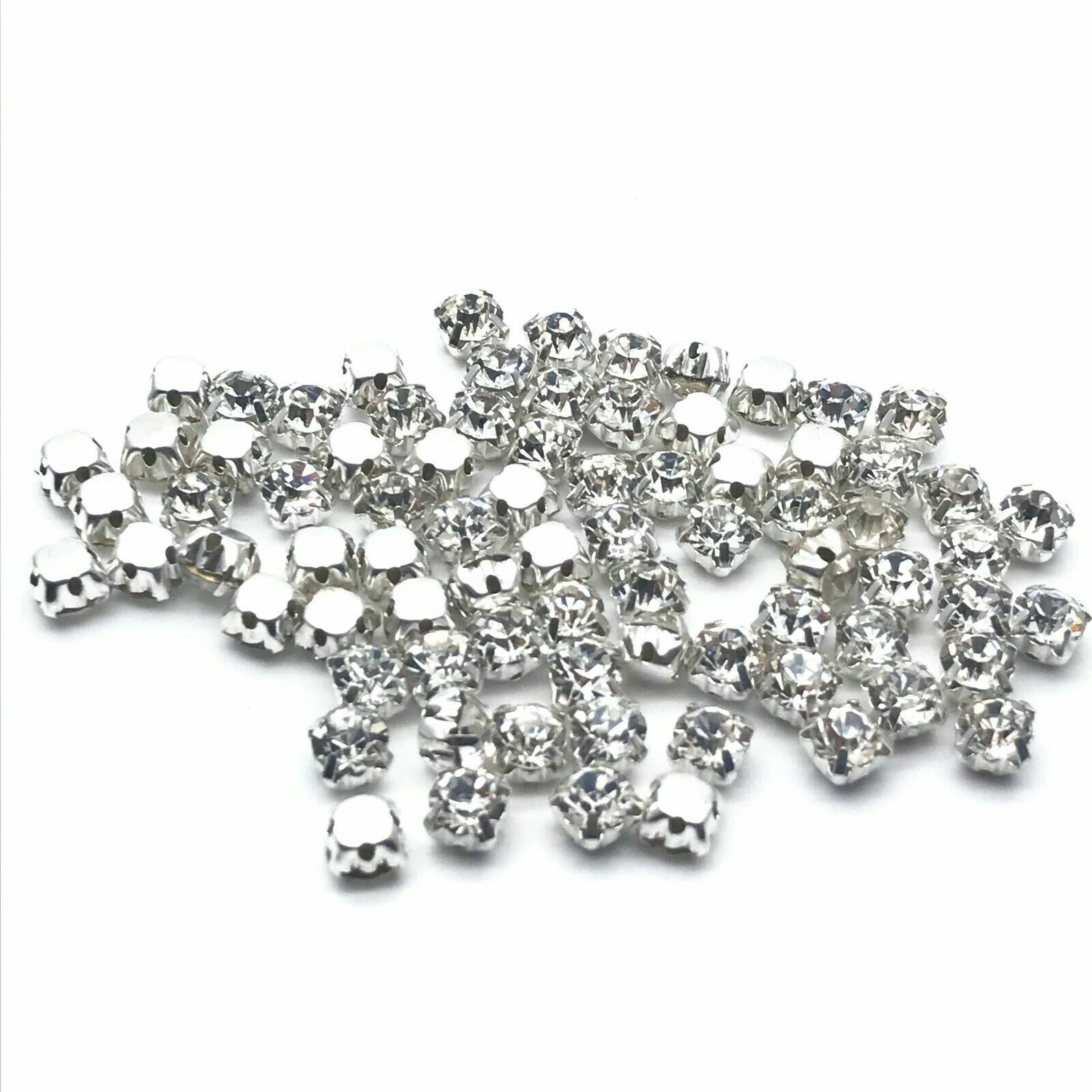 500pcs AAA Clear Silver Sew-On Diamante Rhinestone Crystal Glass - SS18 4.5mm
