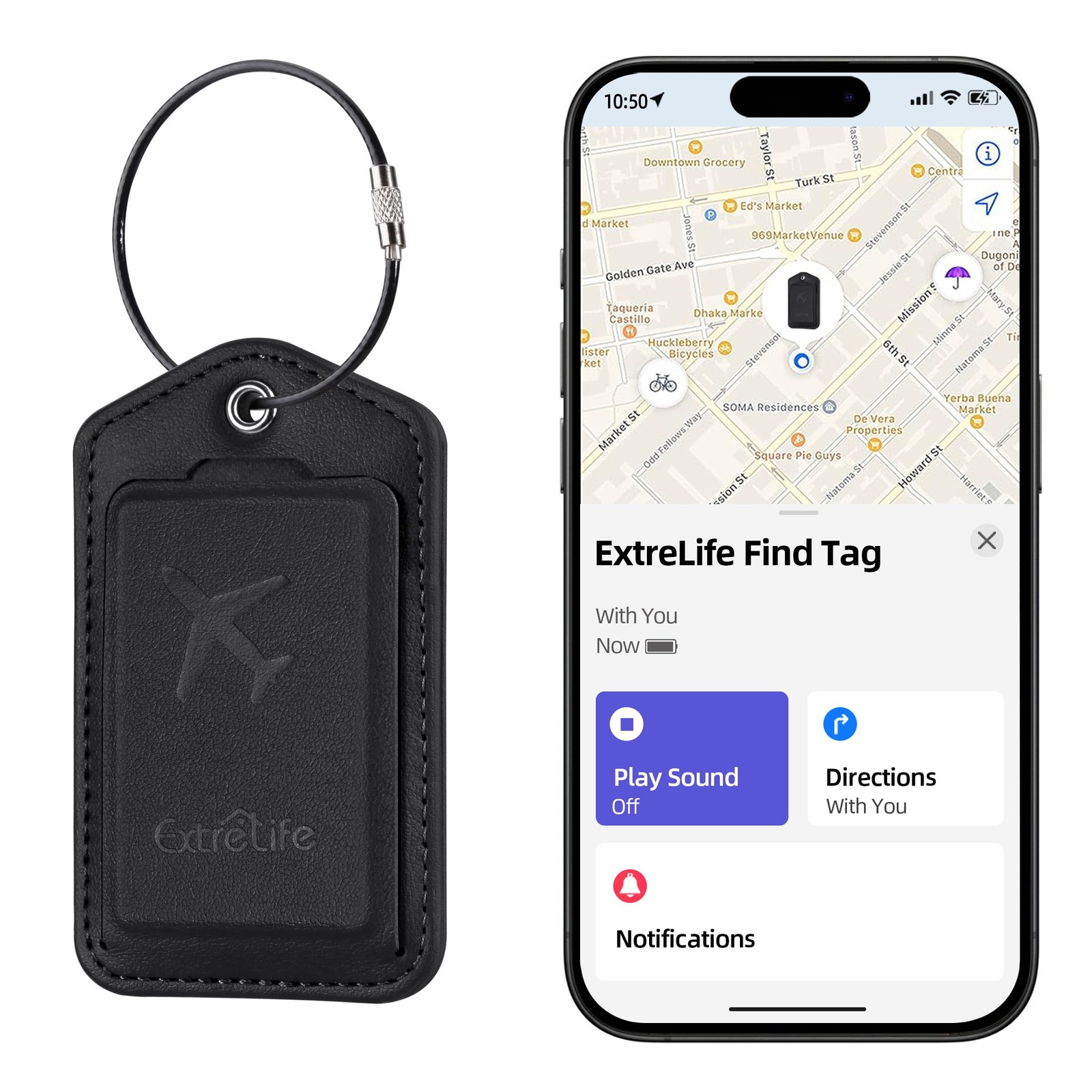 Luggage Tags, Works with Apple Find My, Leather Luggage Tag for Suitcases, Tr...