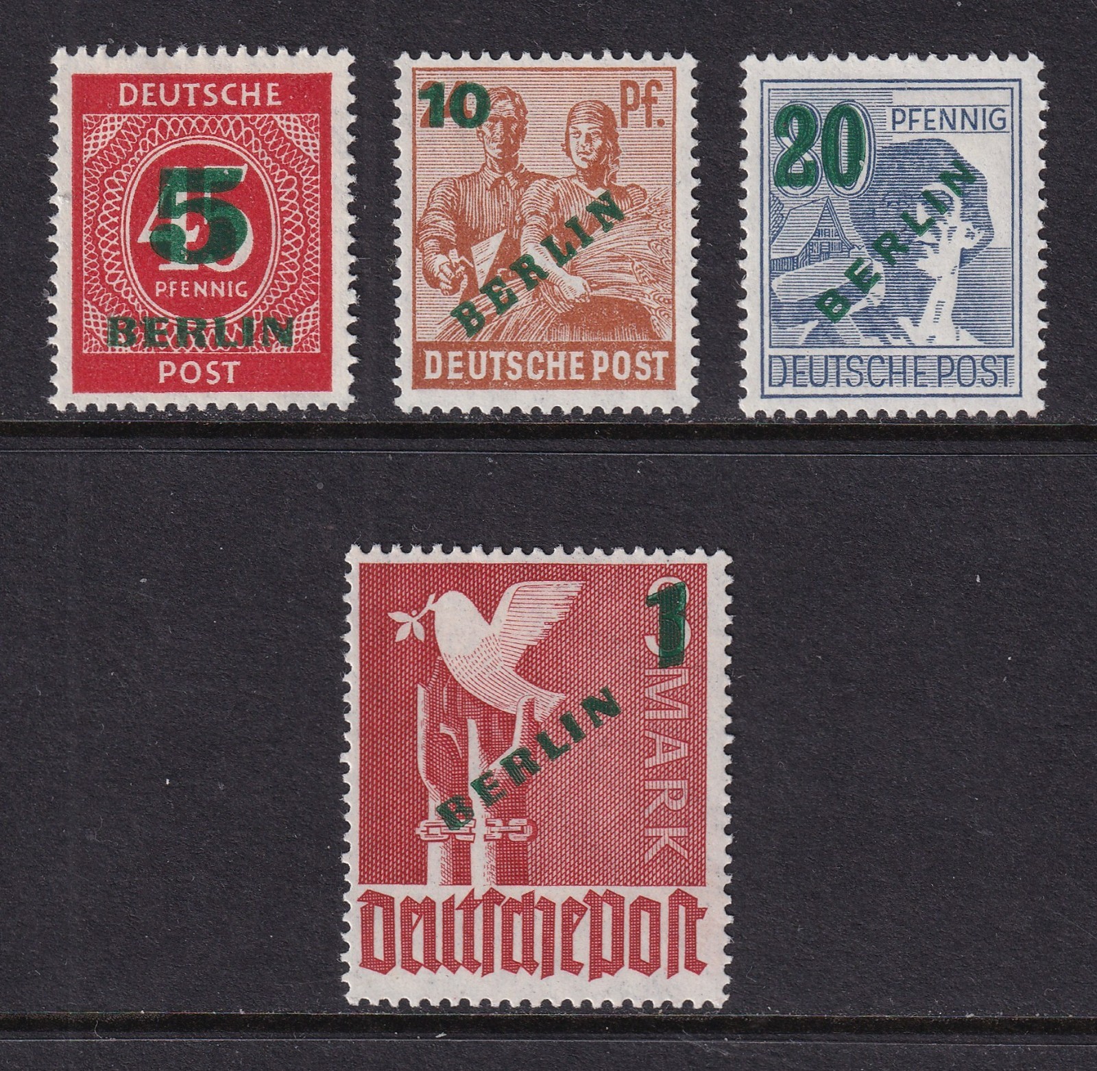 WEST BERLIN 1949 Surcharges set of 4 SG B64-B67 MH/* (CV £300)