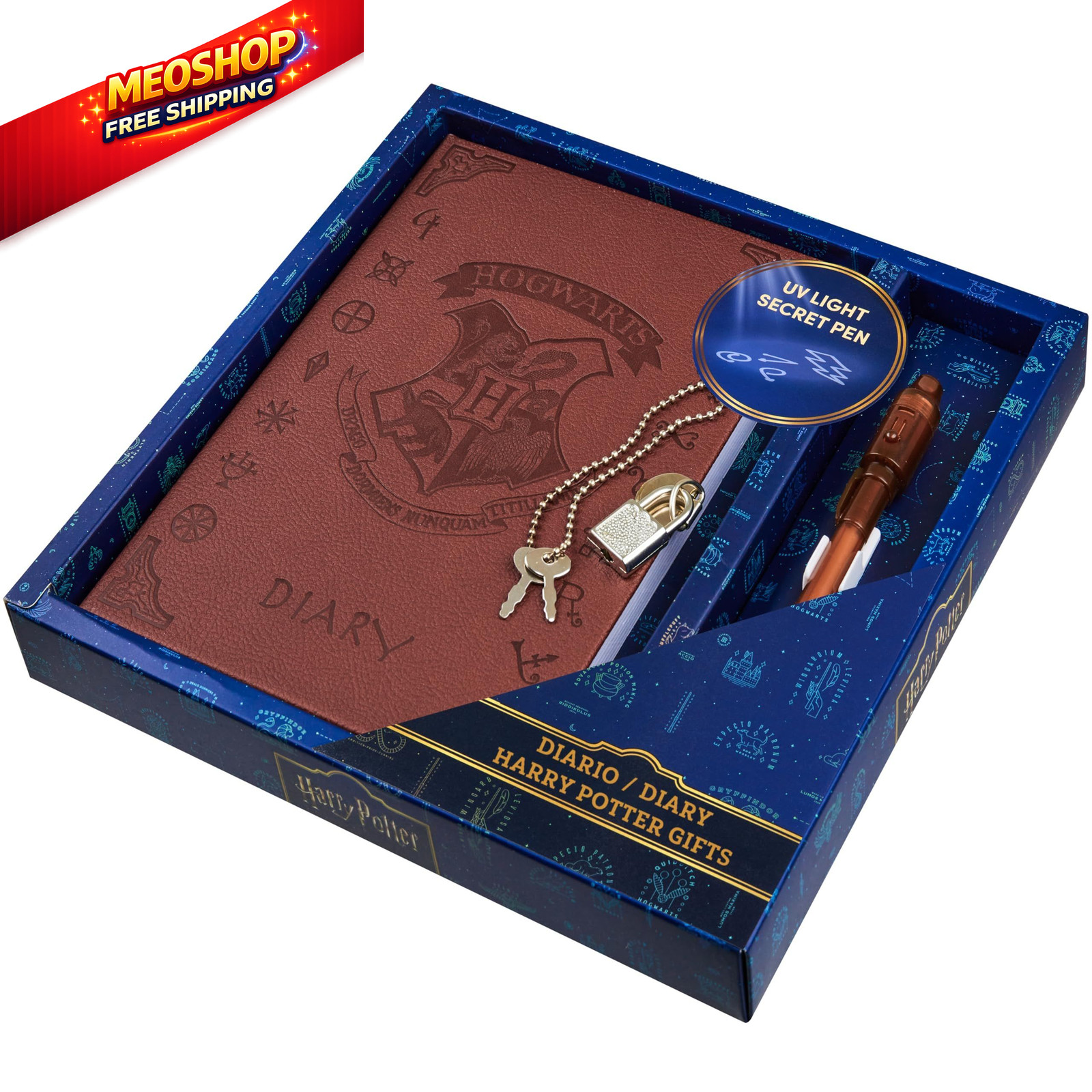 Harry Potter Lockable Diary with UV Invisible Ink Pen for One Size, Brown 