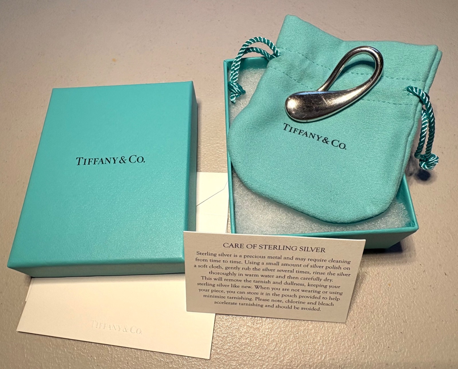 Tiffany & Co. Elsa Peretti Teardrop Key Ring Sterling Silver 925 Spain 