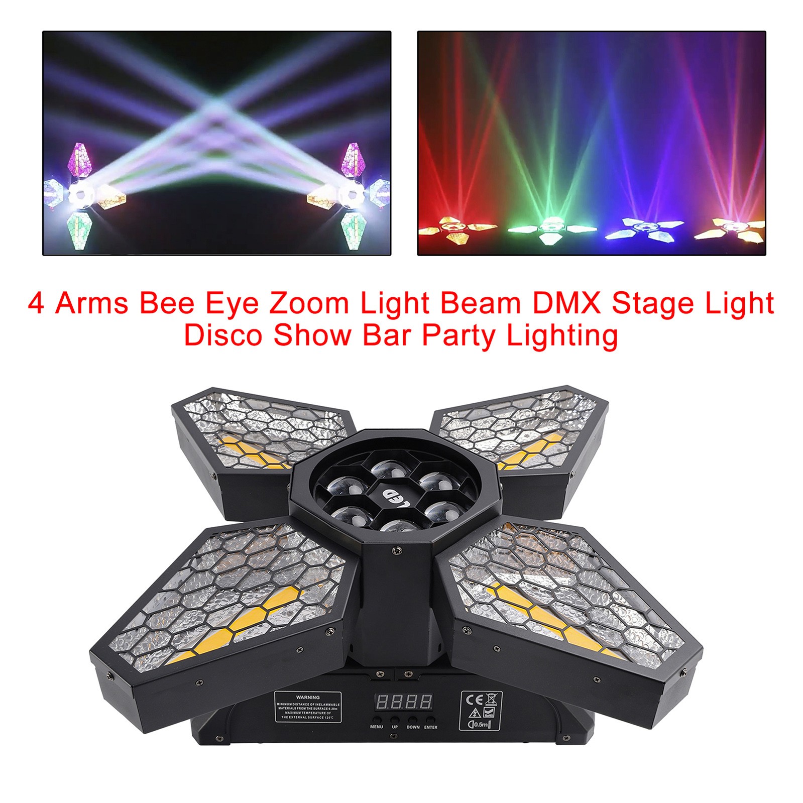 4 Arms Bee Eye Zoom Light Beam DMX Stage Light Disco Show Bar Party Lighting