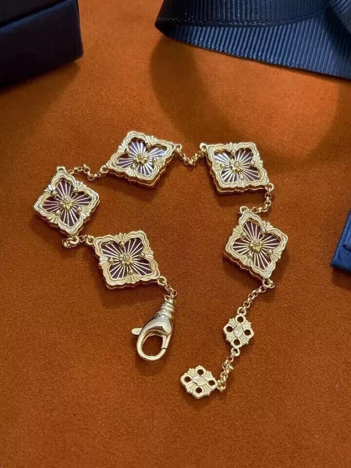 Red Enamel Tulle Bracelet Gold Tone