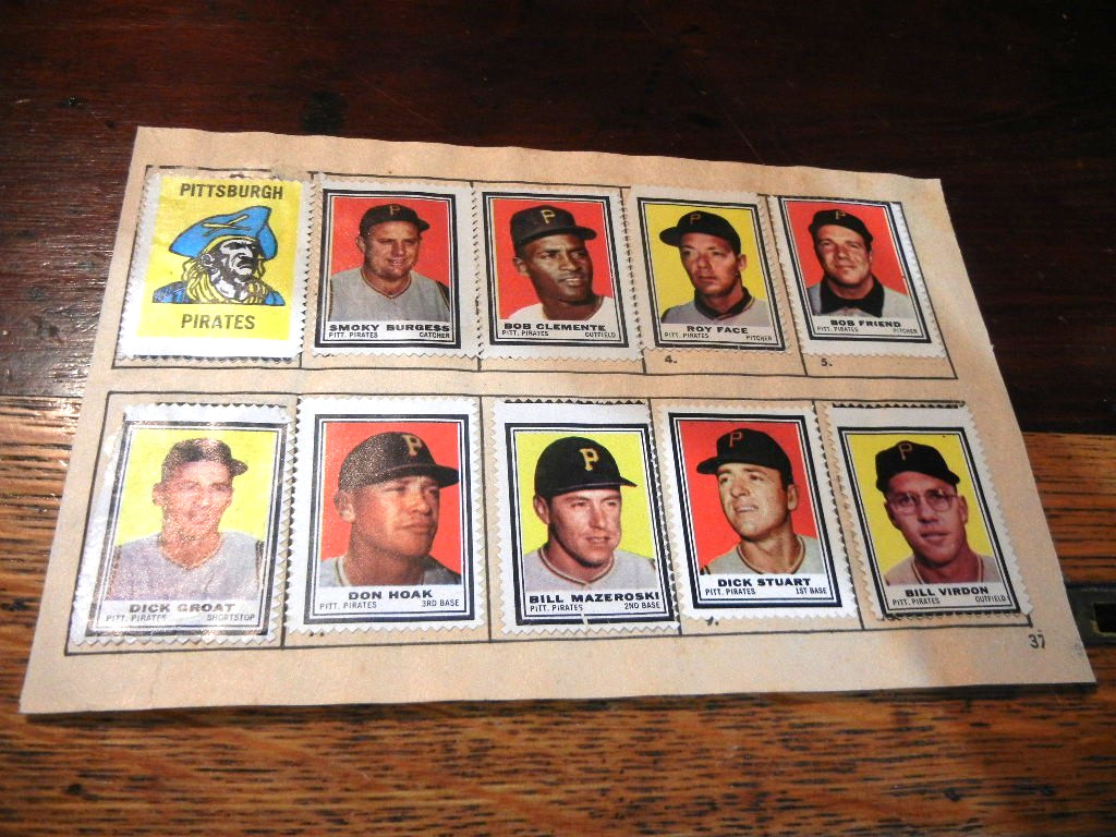 1962 Topps Baseball Stamp Album Page. Pittsburgh Pirates. New List! Great Shape.