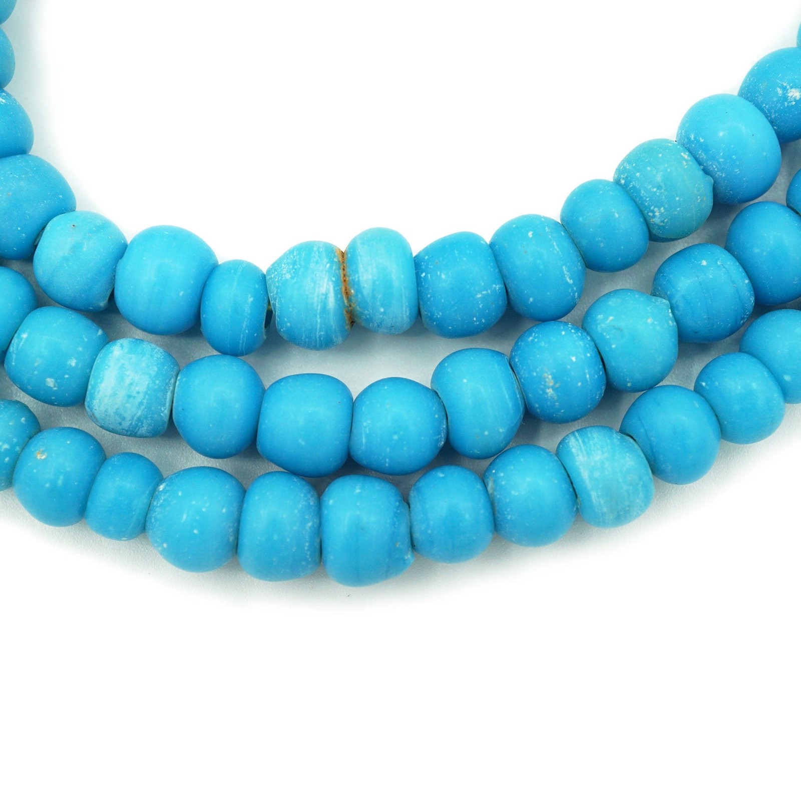 Bright Aqua Blue German Padre African Trade Beads (8mm) African Glass (1199F219)