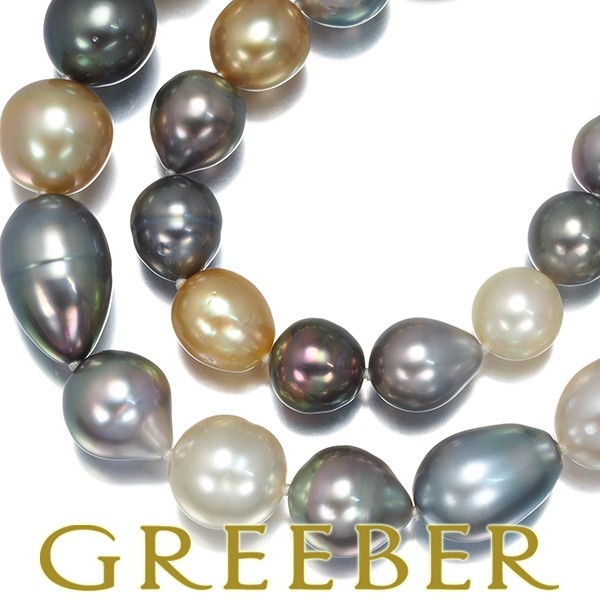 TASAKI Necklace Golden Pearl 7.8 10.5mm Baroque Long Silver  BLJ Major