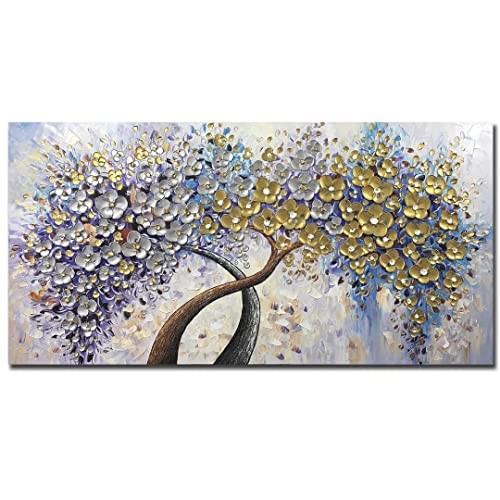 V-inspire Art,30x60 Inch Modern 3D Hand Painted Lucky Flower Tree 60"L x 30"W