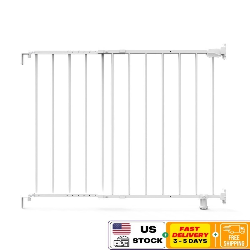 Safety Stairway Baby Pet Gate Metal Walk-Through Locking Design Ages 6-24 Months