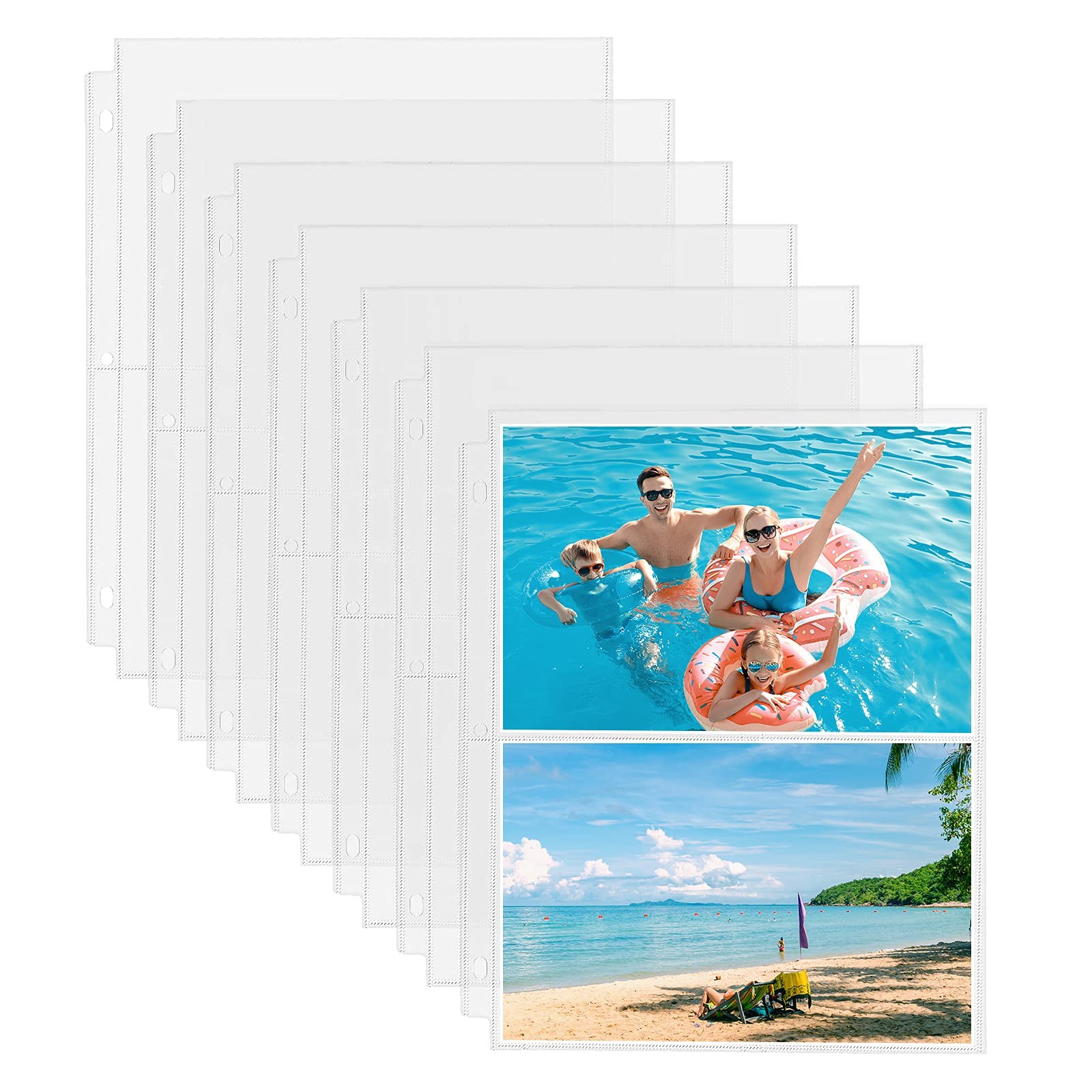 Fabmaker 30 Pack Photo Sleeves for 3 Ring Binder - 5x7 inch 2 pocket, Clear 
