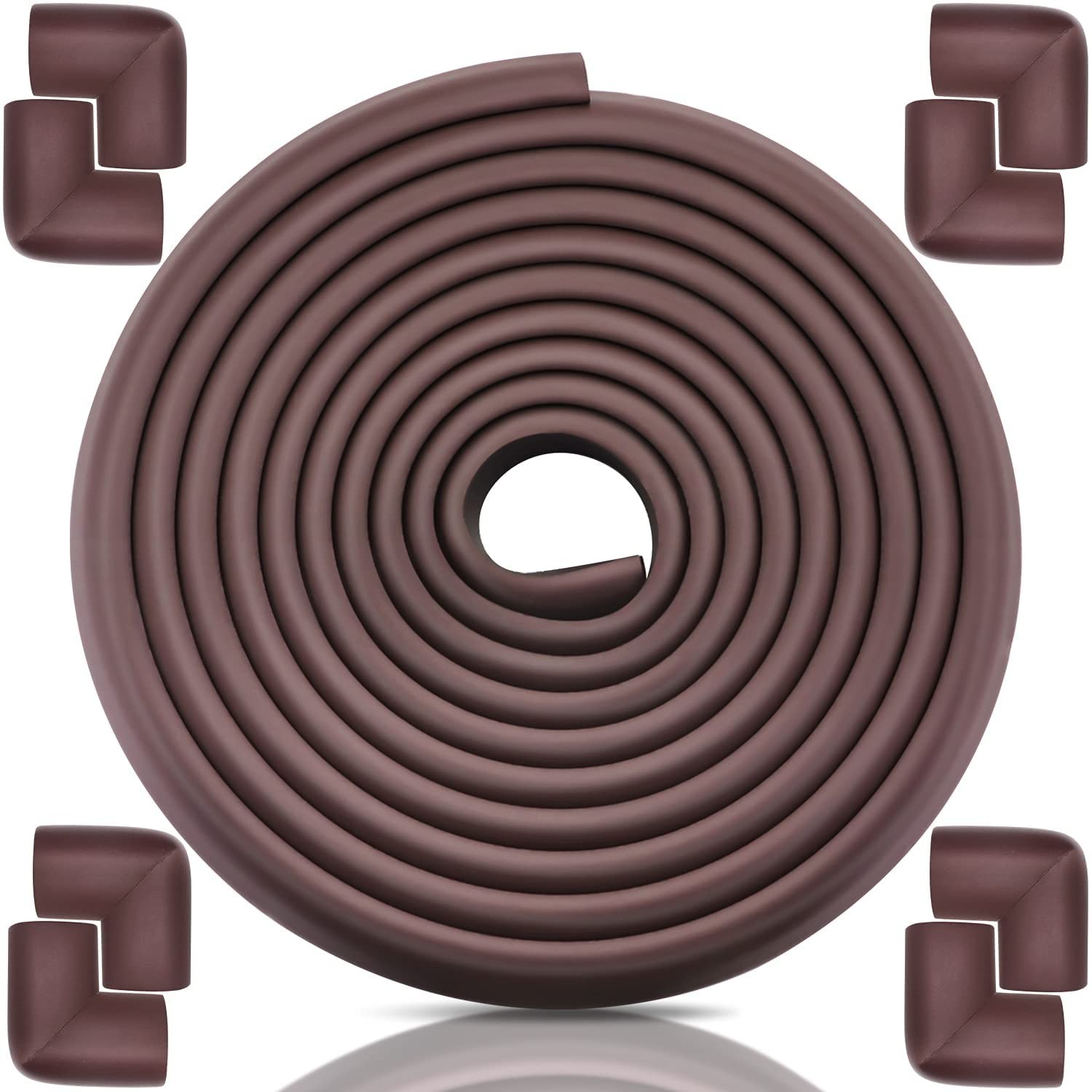 Baby Proofing Edge Corner Protector, 20.5 ft (18.1ft + 8 Corners) Brown 