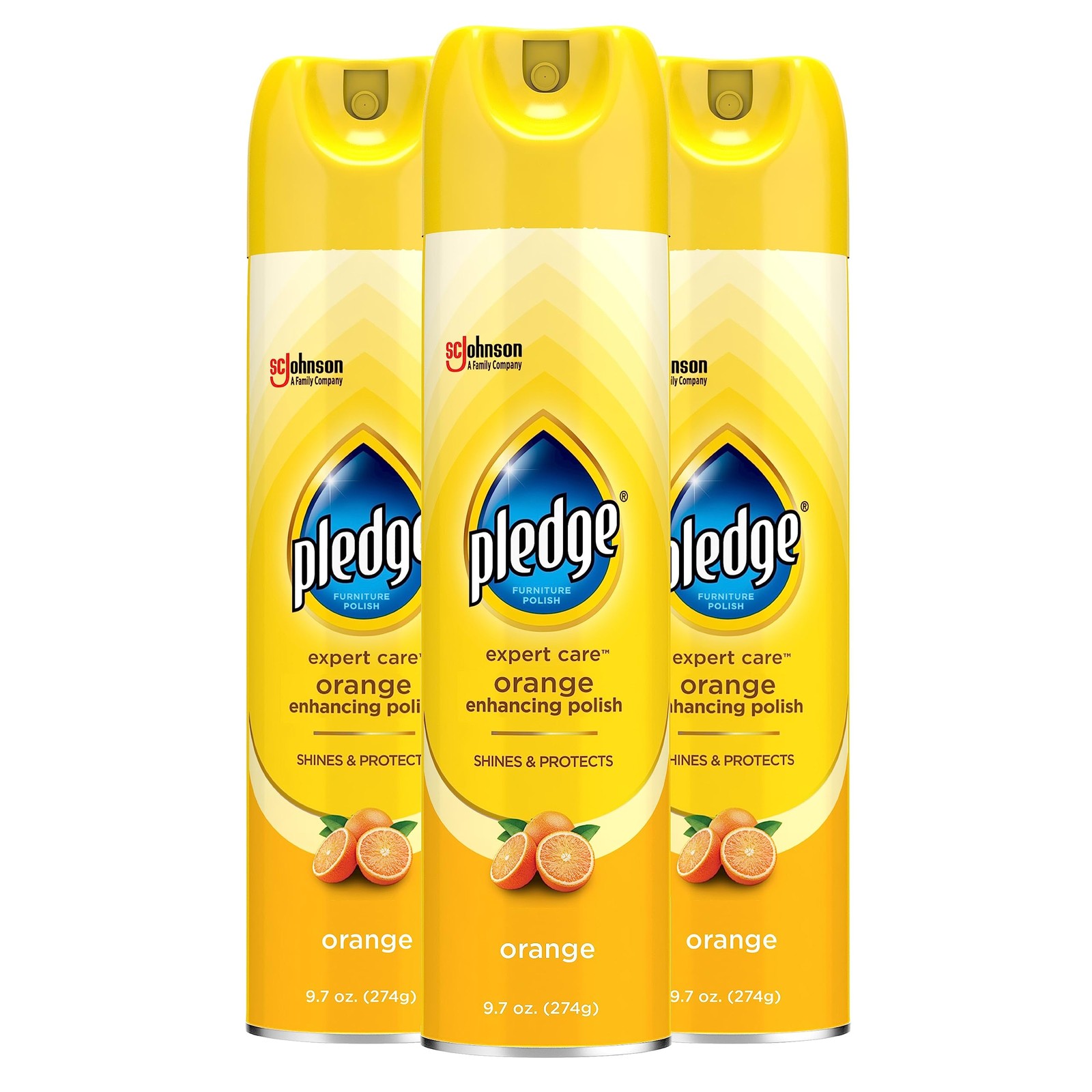 Pledge Enhancing Polish, Wood & Furniture 9.7 Fl Oz (Pack of 3), Yellow 