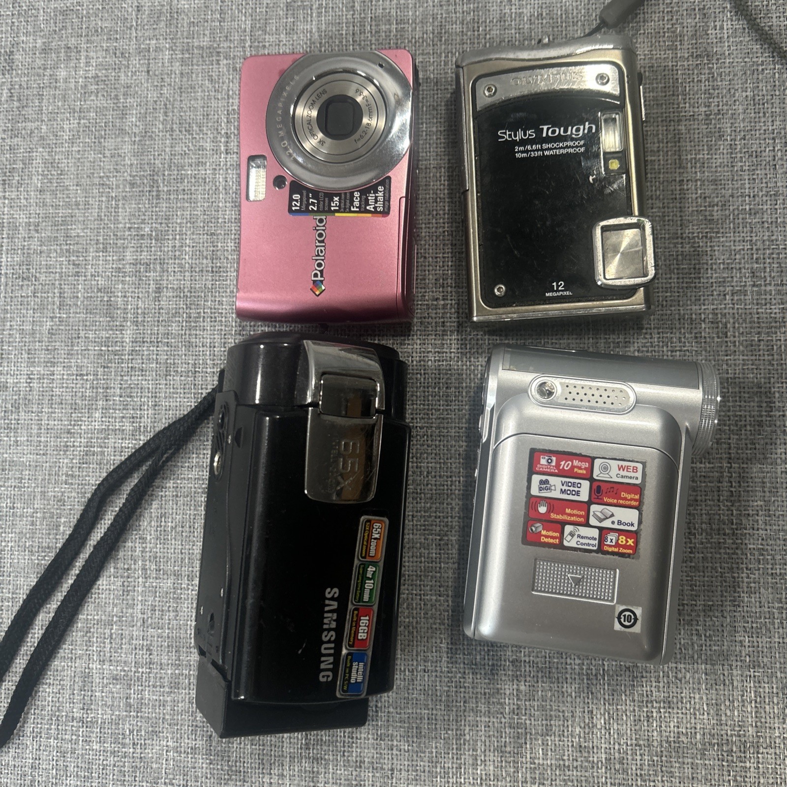 For Parts Or Repair Lot Of 4 Digital Cameras Olympus Samsung Sony Polaroid