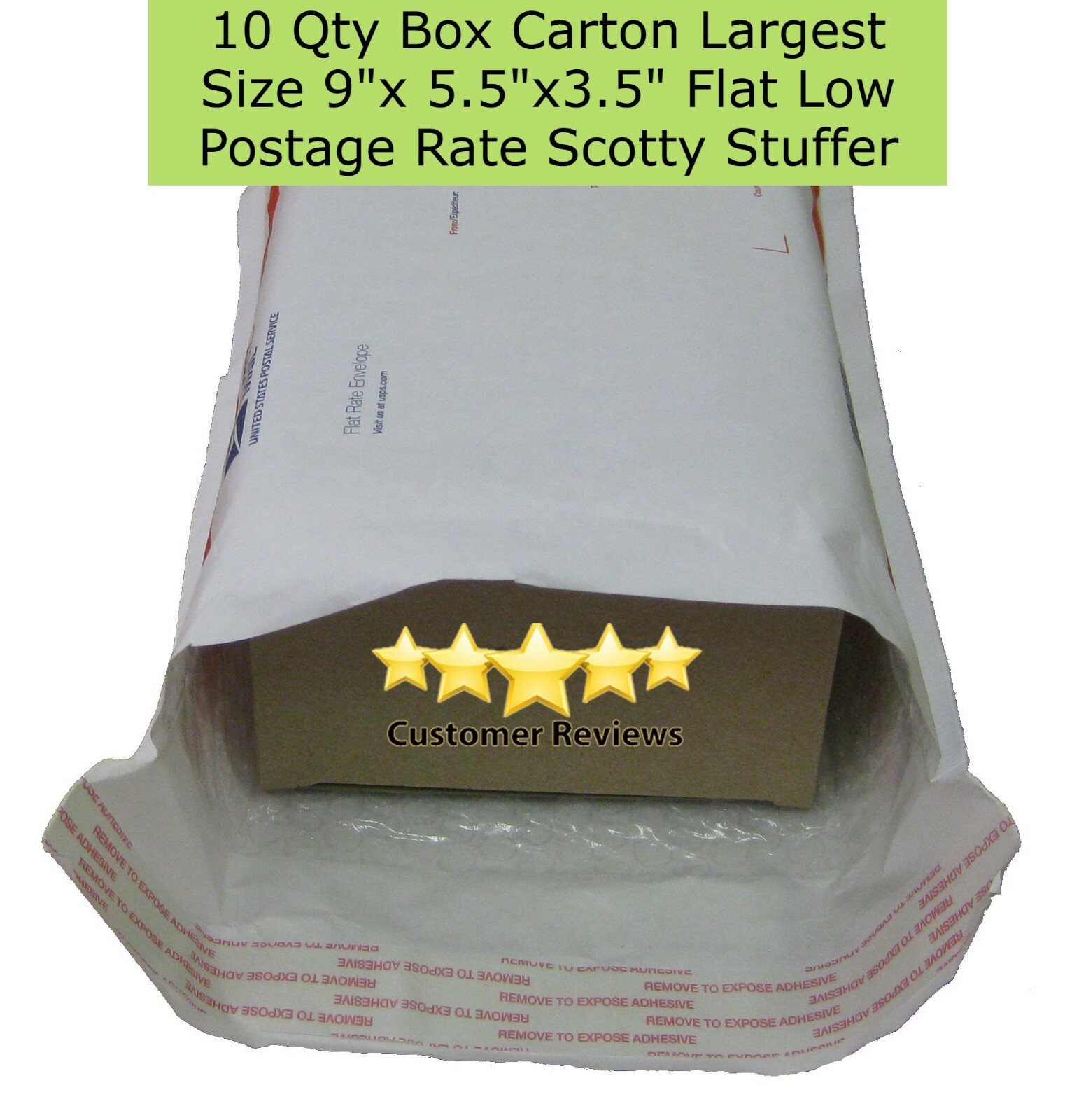 10 Qty Box Carton Largest Size 9 x5.5 x3.5 Flat Low Postage Rate Scotty Stuffer