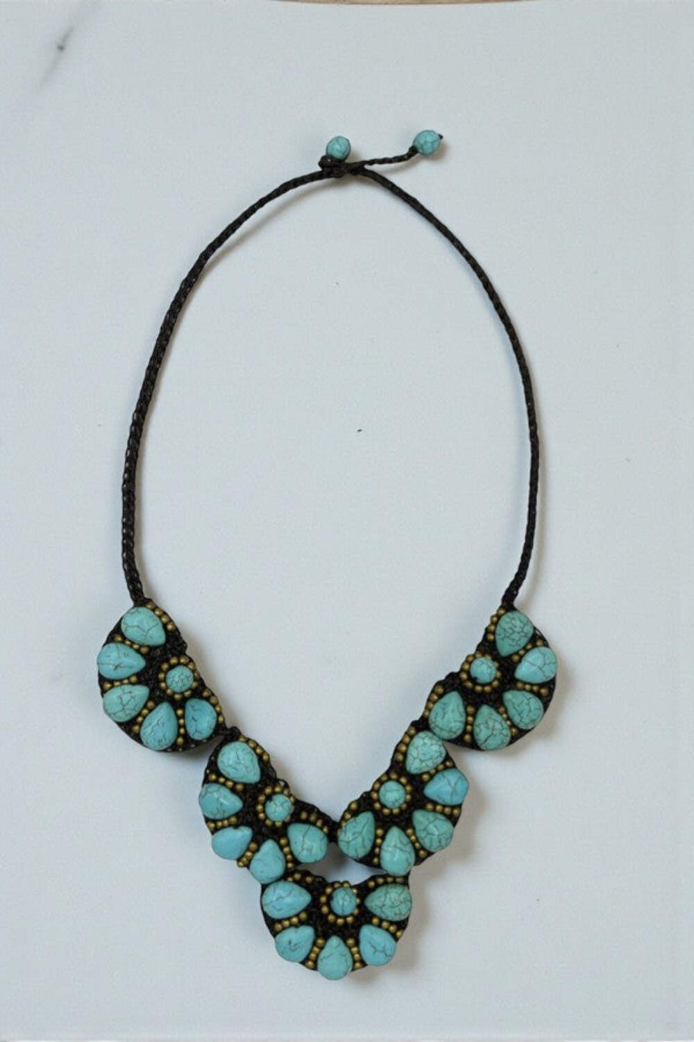 Semi Floral Gemstone Bib Necklace