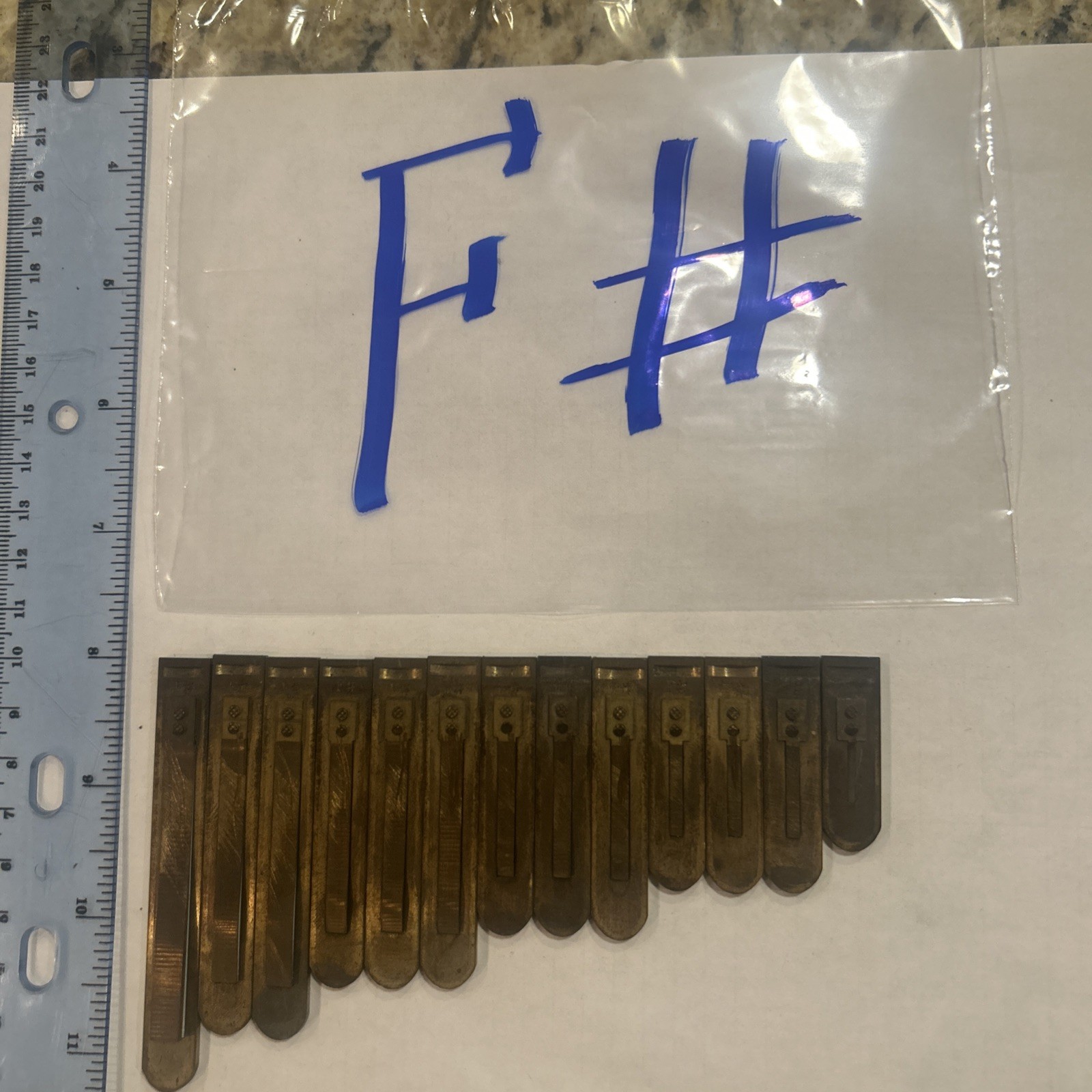 Antique Brass Reed From A Pump Organ F # Sharp 13 Variety Size