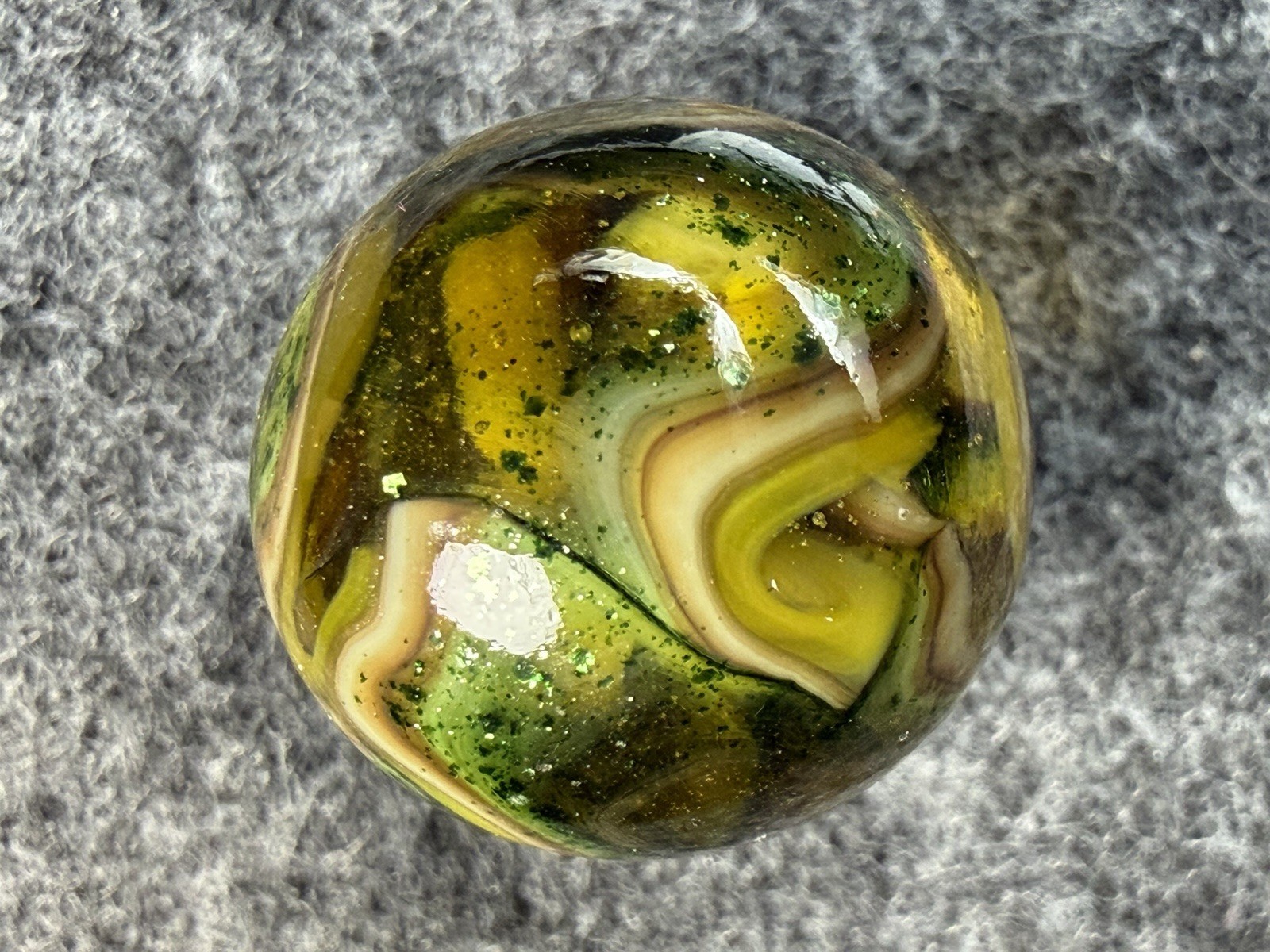 JABO Collectors Marbles: Last Dance Dolly Multi Color Aventurine Swirl. .740